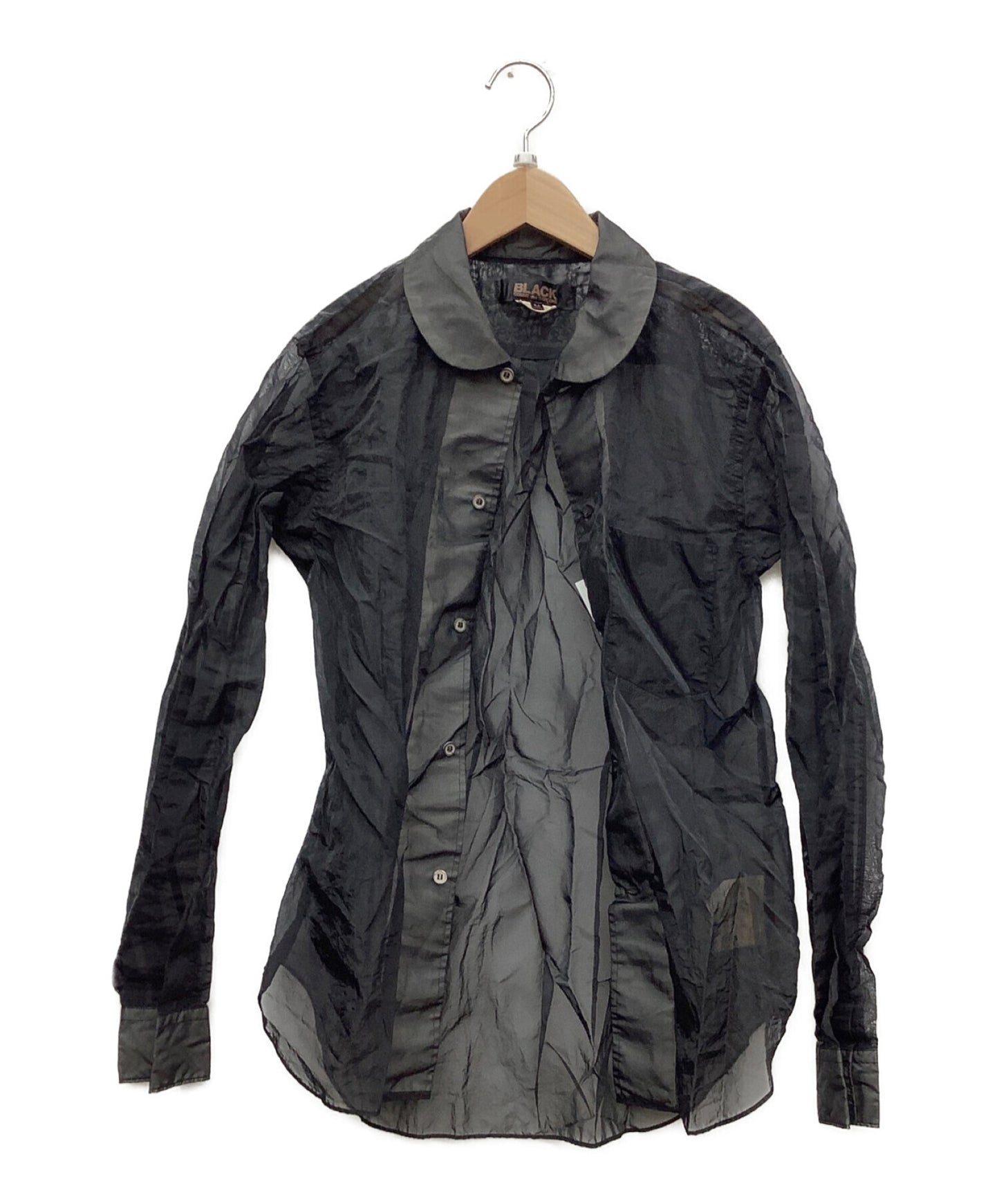 Black Comme des Garcons ย่นเสื้อเชิ้ต 1F-B023