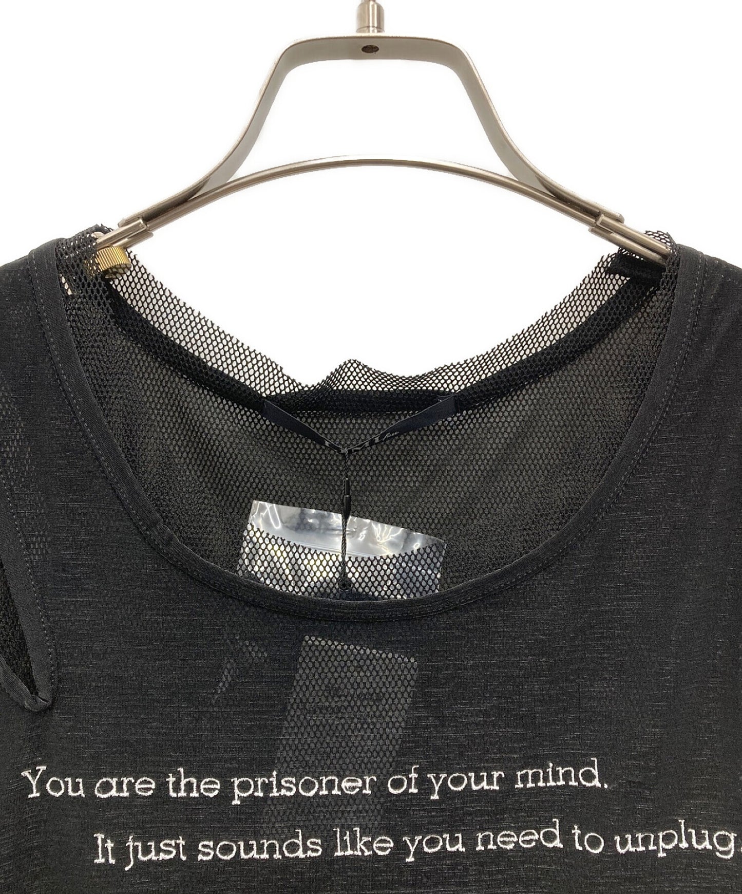 Limi Feu ชุดแขนกุดข้อความการเย็บปักถักร้อย + PE net layered dress a lg-T62-832