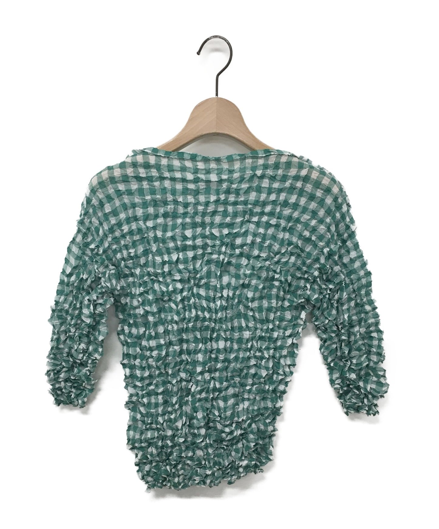 Me Issey Miyake Gingham Shiro 가공 블라우스를 확인합니다