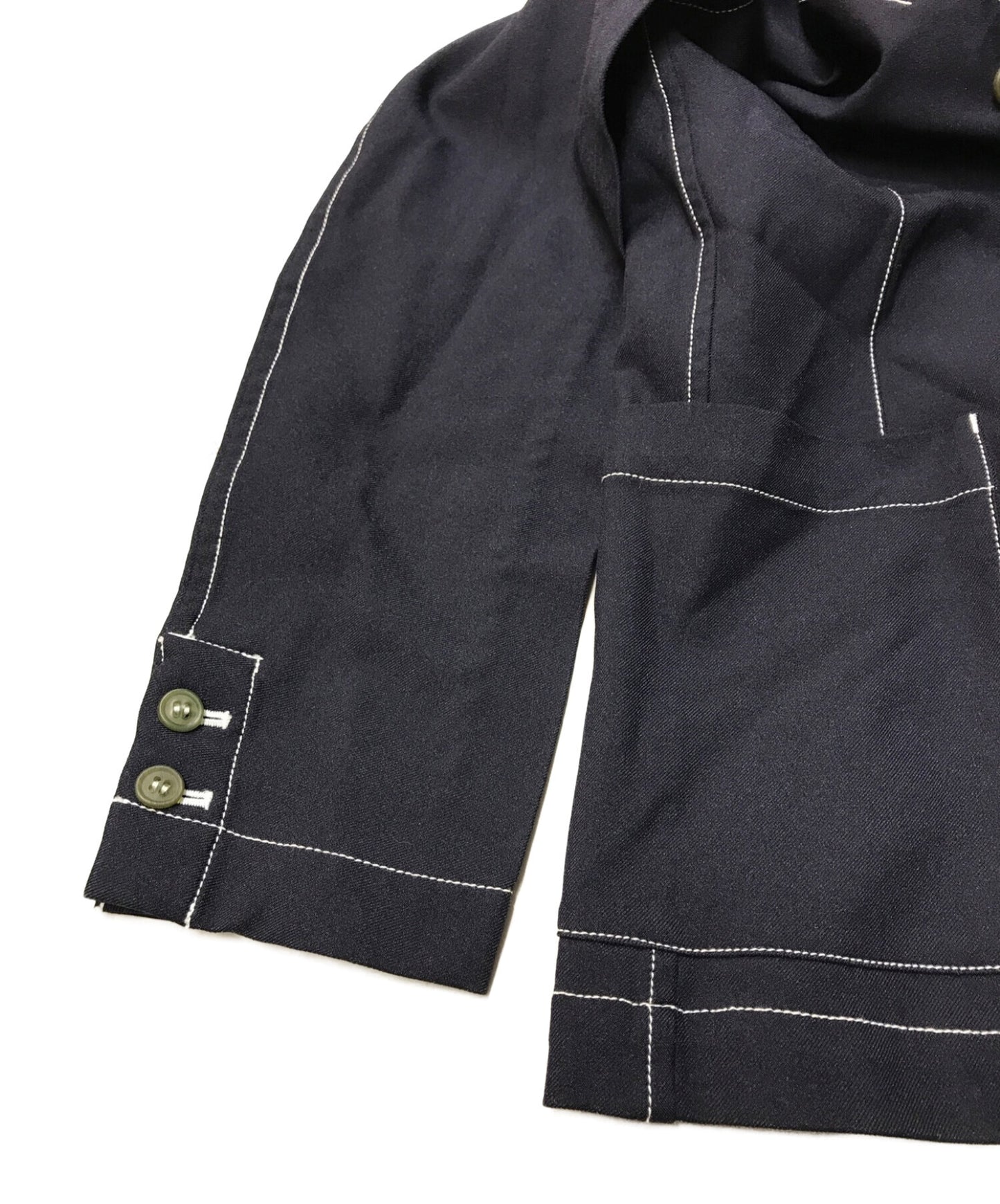 COMME DES GARCONS襯衫對比縫針羊毛混合夾克S24173