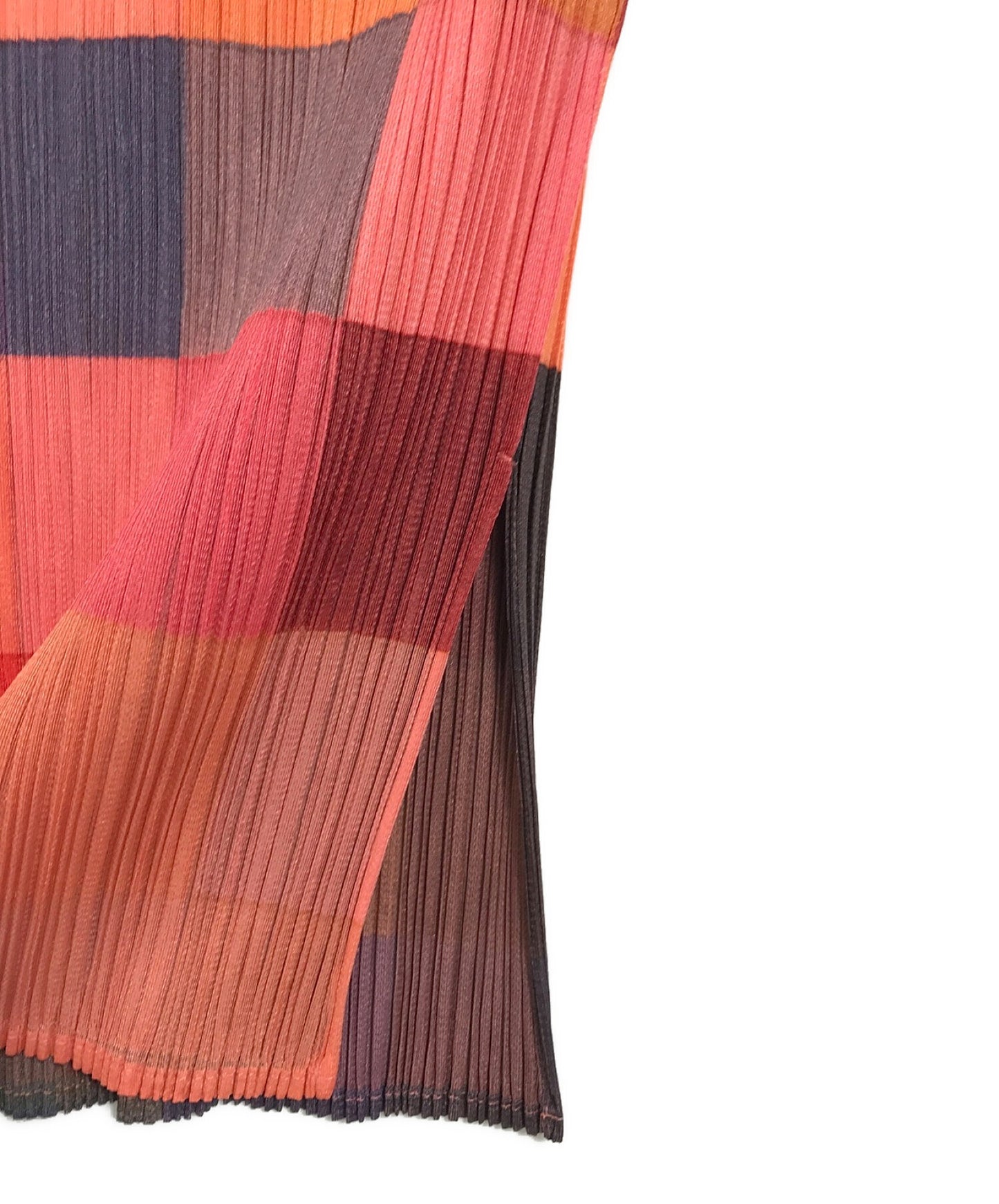 褶皺請Issey Miyake檢查高脖子百褶上衣彩色漸變Mosaic PP83-JK830 PP83-JK830