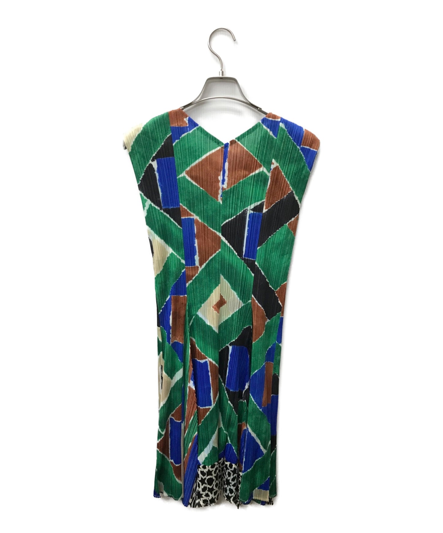 褶皱请水彩打印百褶无袖连衣裙 /图案PP51-JH642