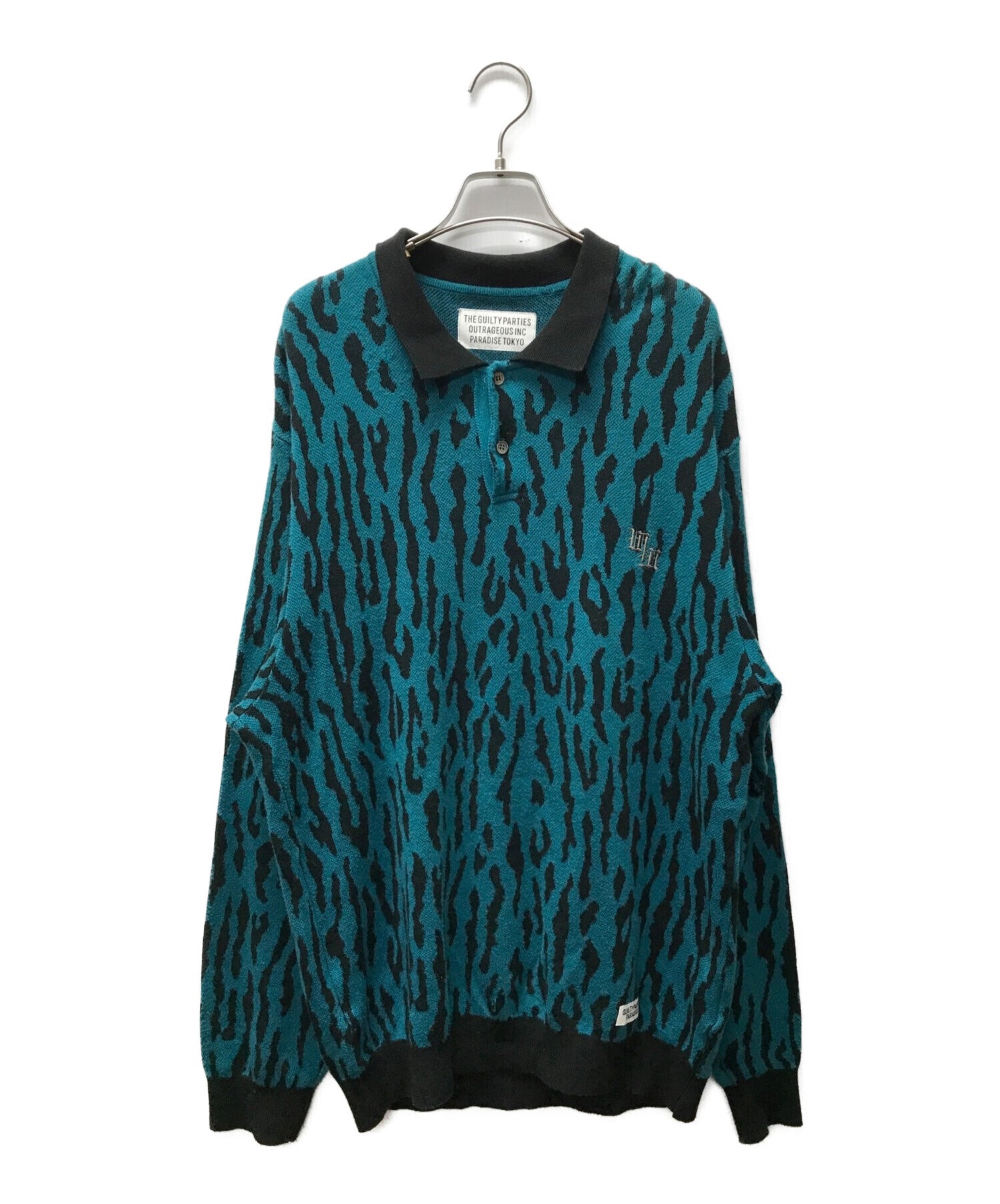 WACKO MARIA Leopard Knit Polo Shirt 22fw-wmk-kn21