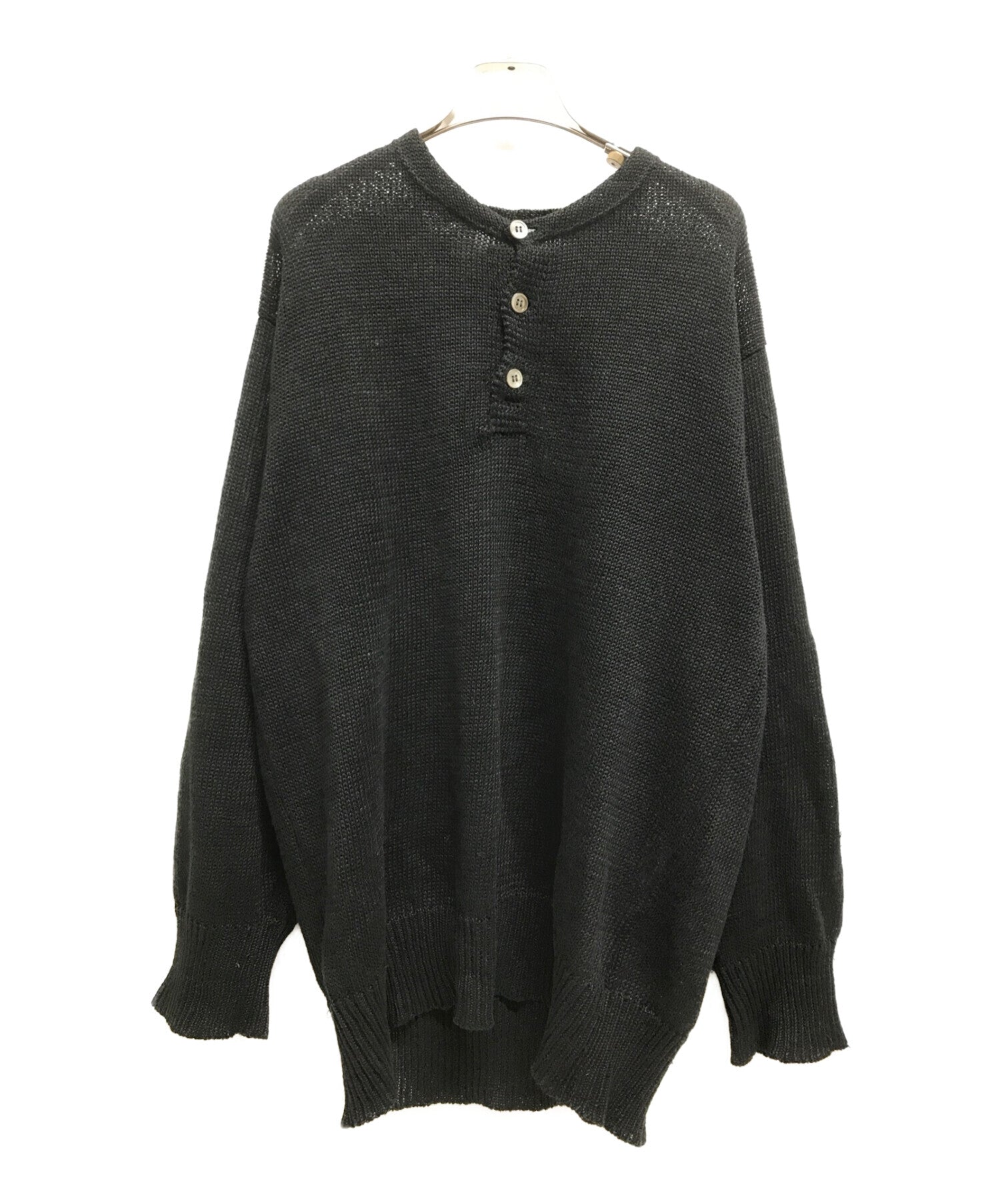 COMME des GARCONS HOMME OLD] Linen Henley Neck Knit Pullover Archive H