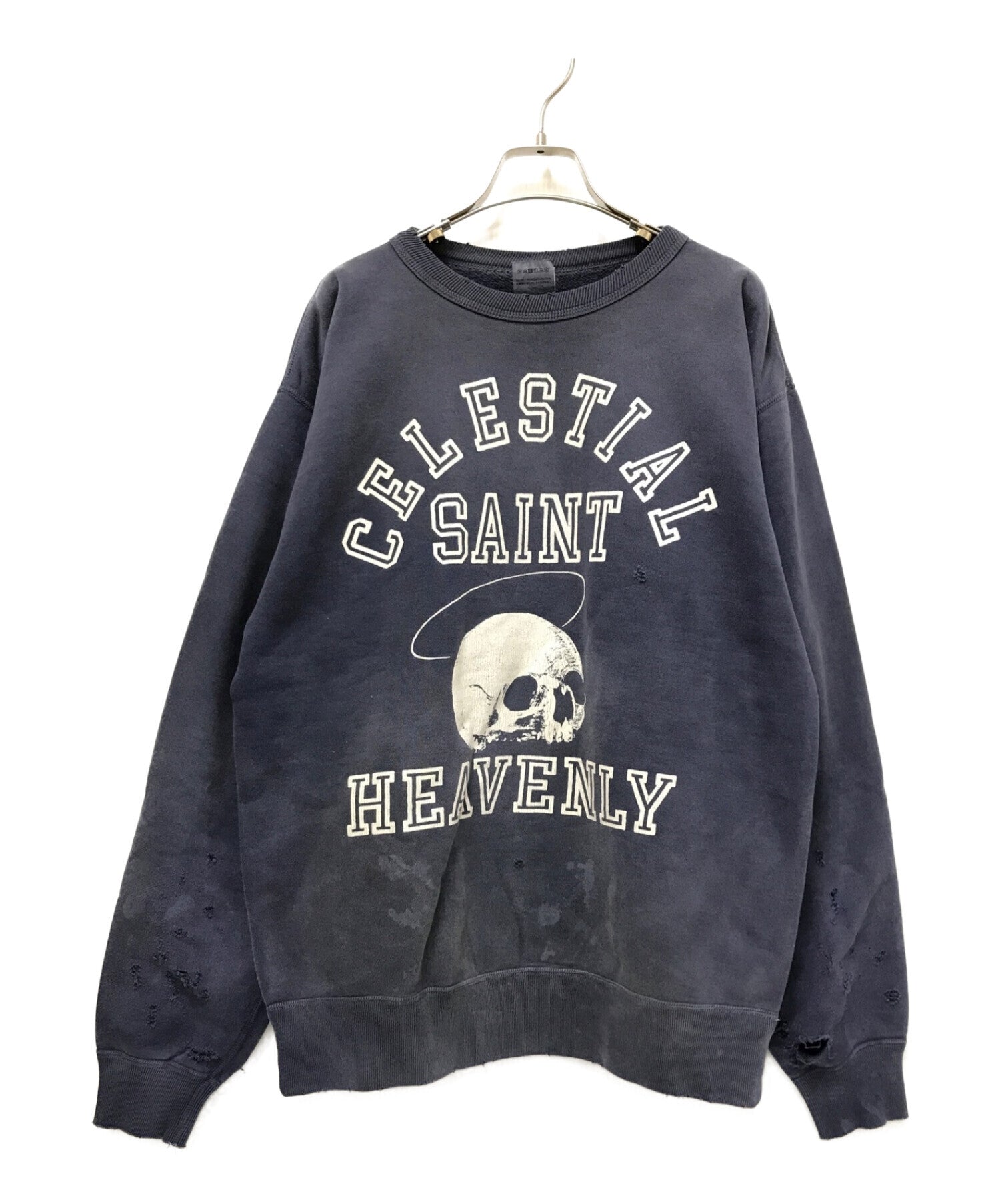 SAINT MICHAEL SKULL USED CREW NECK SWEAT Used, Damaged, Boro College S