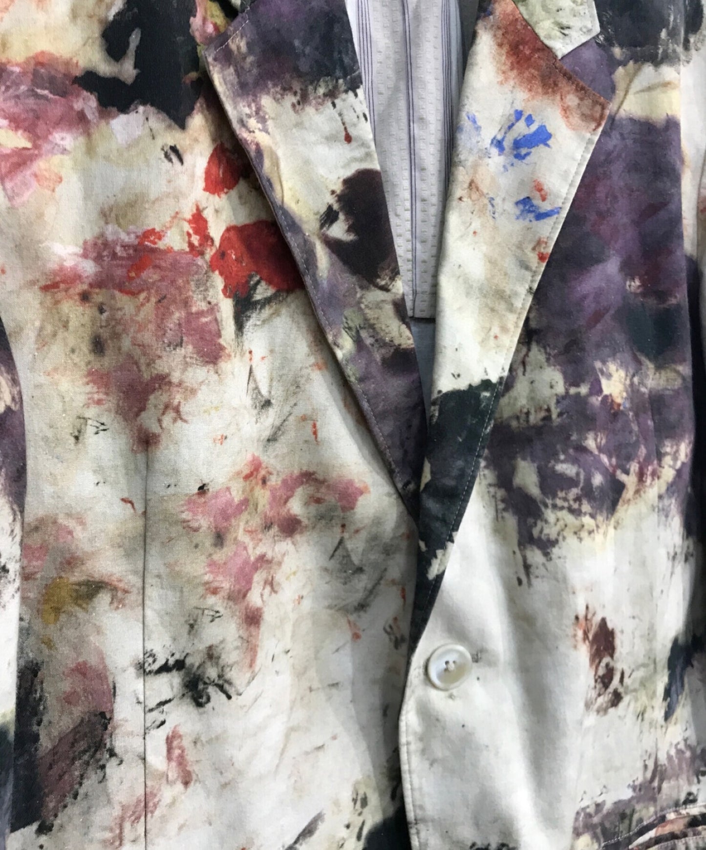 Yohji Yamamoto Pour Homme Printing Print Jacket HW-J59-024 แจ็คเก็ต Backless ทั้งหมด 18SS Look27 Beige HW-J59-024