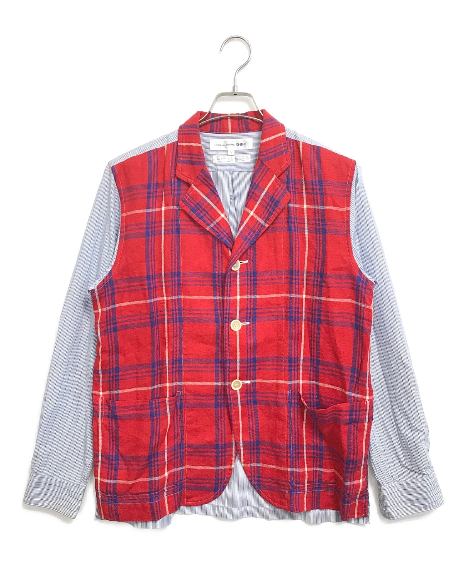 COMME des GARCONS SHIRT 00's Front Checked Striped Shirt Jacket S10162