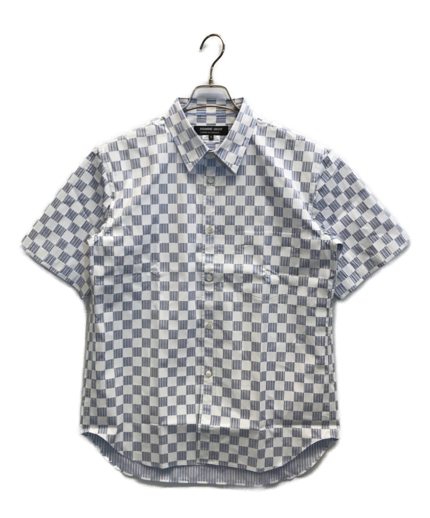 COMME des GARCONS HOMME DEUX Striped Check Checkered Flag Short-Sleeve