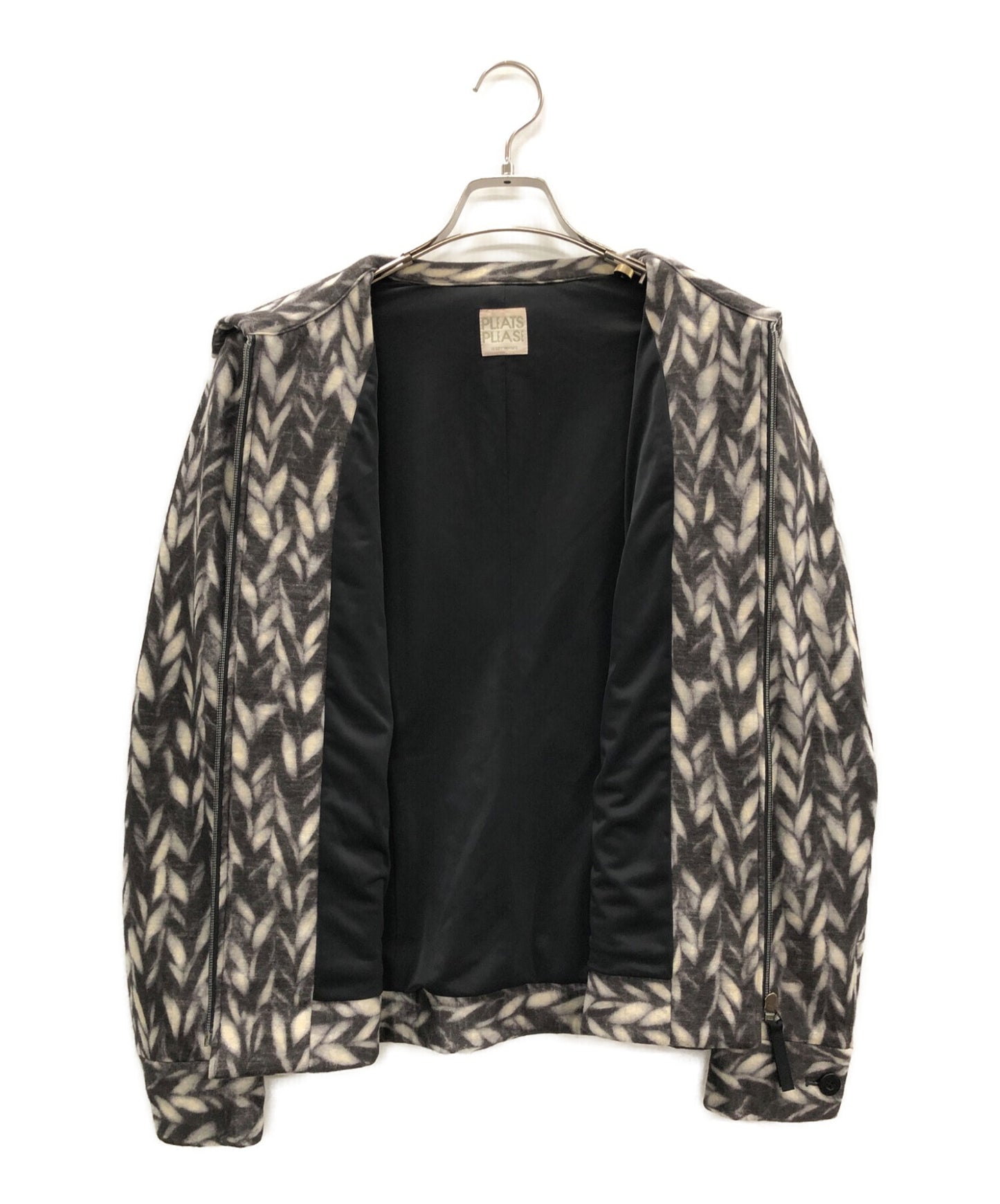 褶皱请叶图案羊毛ZIP Blouson PP64-ZC861