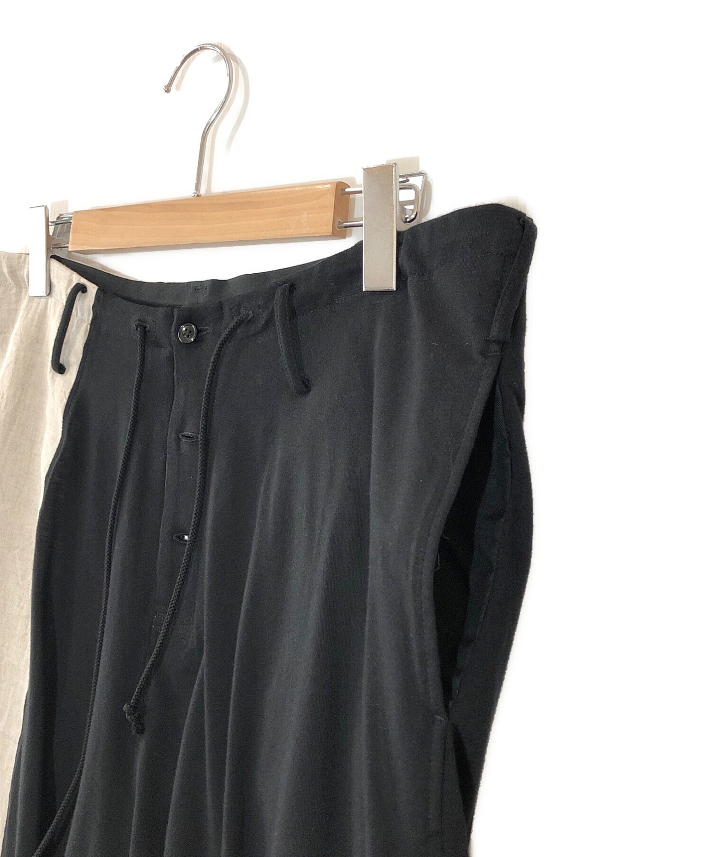 Y的普通針跡亞麻皺紋的普通YS縫Stitch String sarouel Pants plin