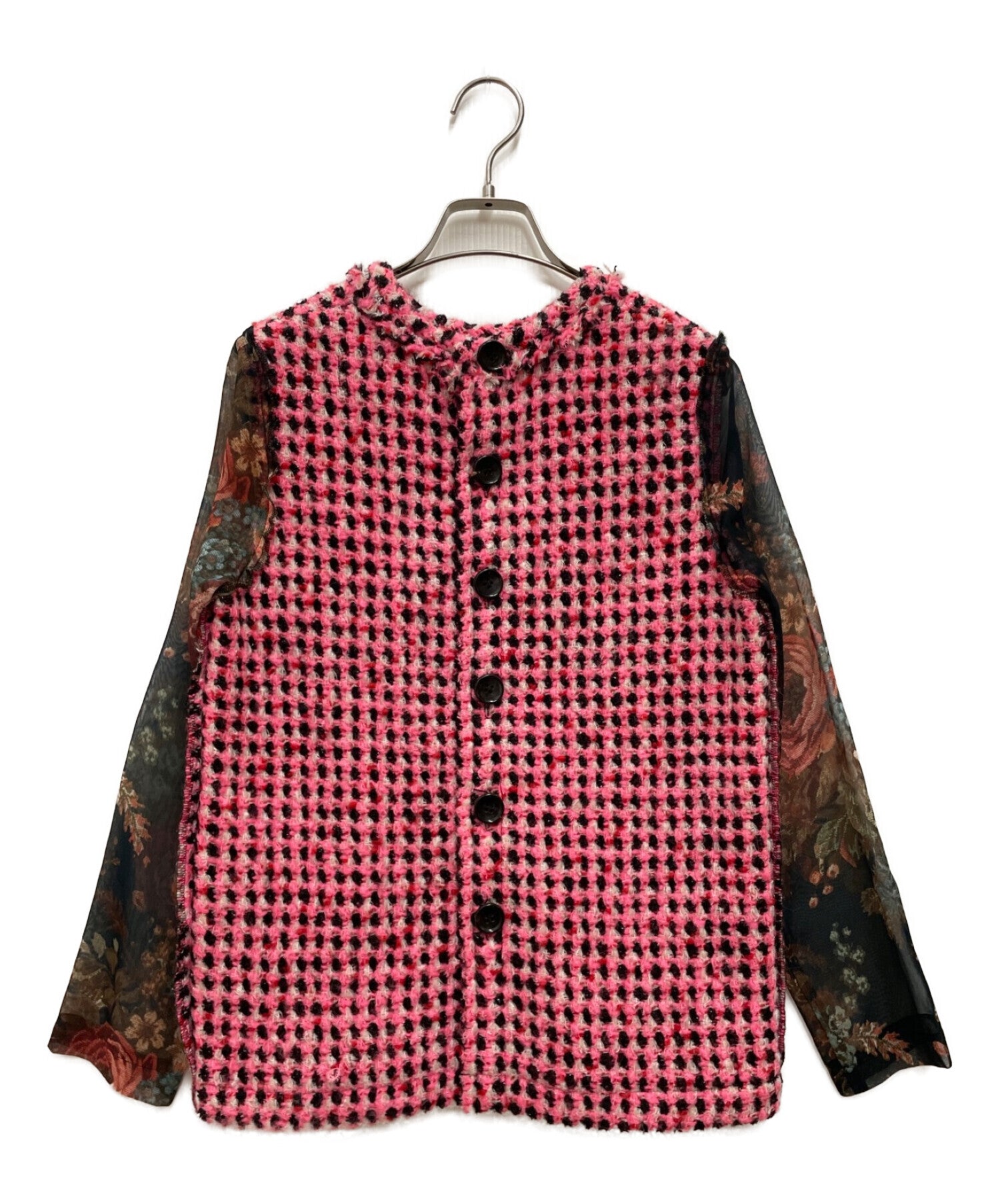 tricot COMME des GARCONS Tweed Jacket with Floral Pattern