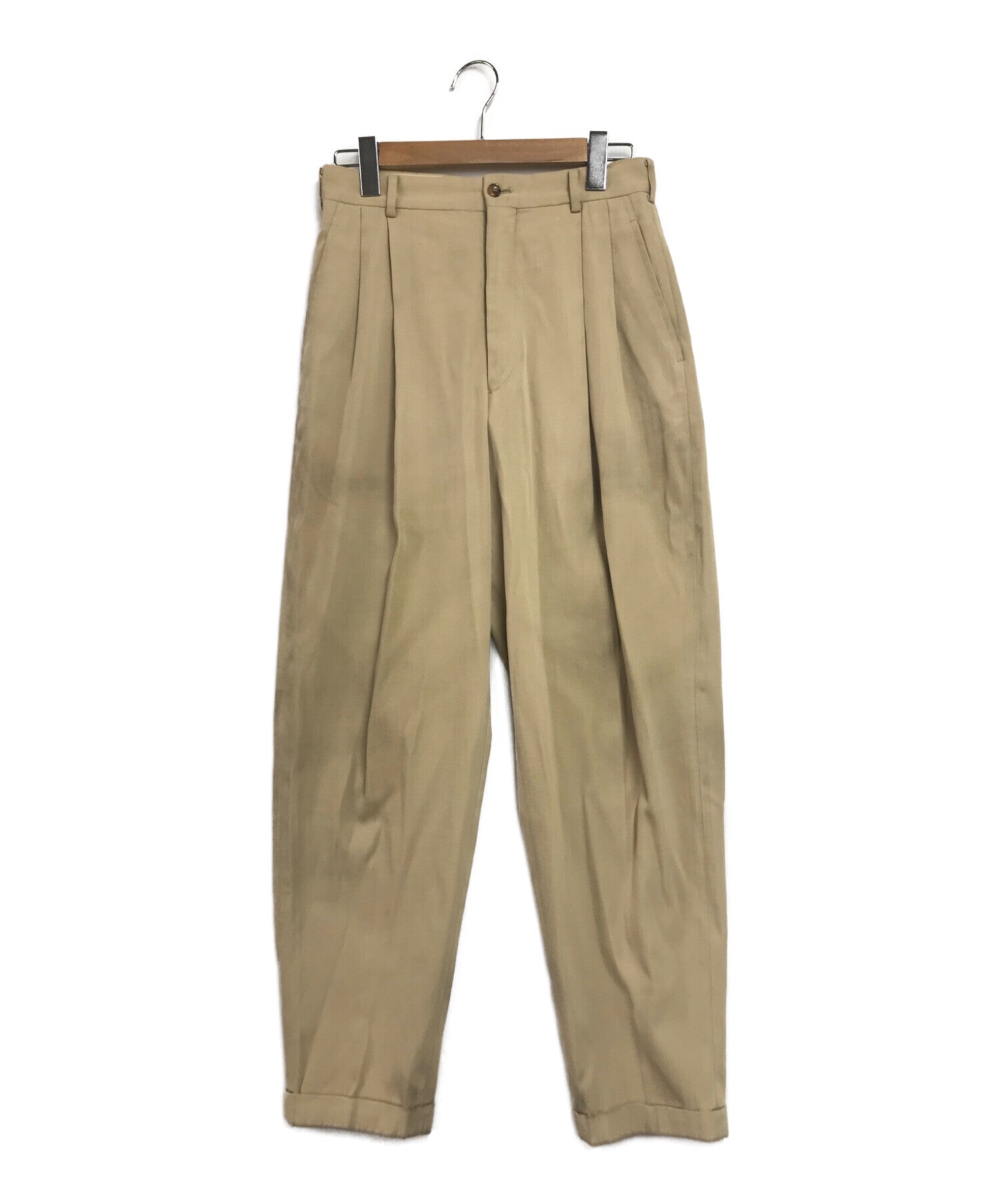 PLEATED BARREL-LEG TWILL CHINOS - OFF-WHITE - Trousers - COS