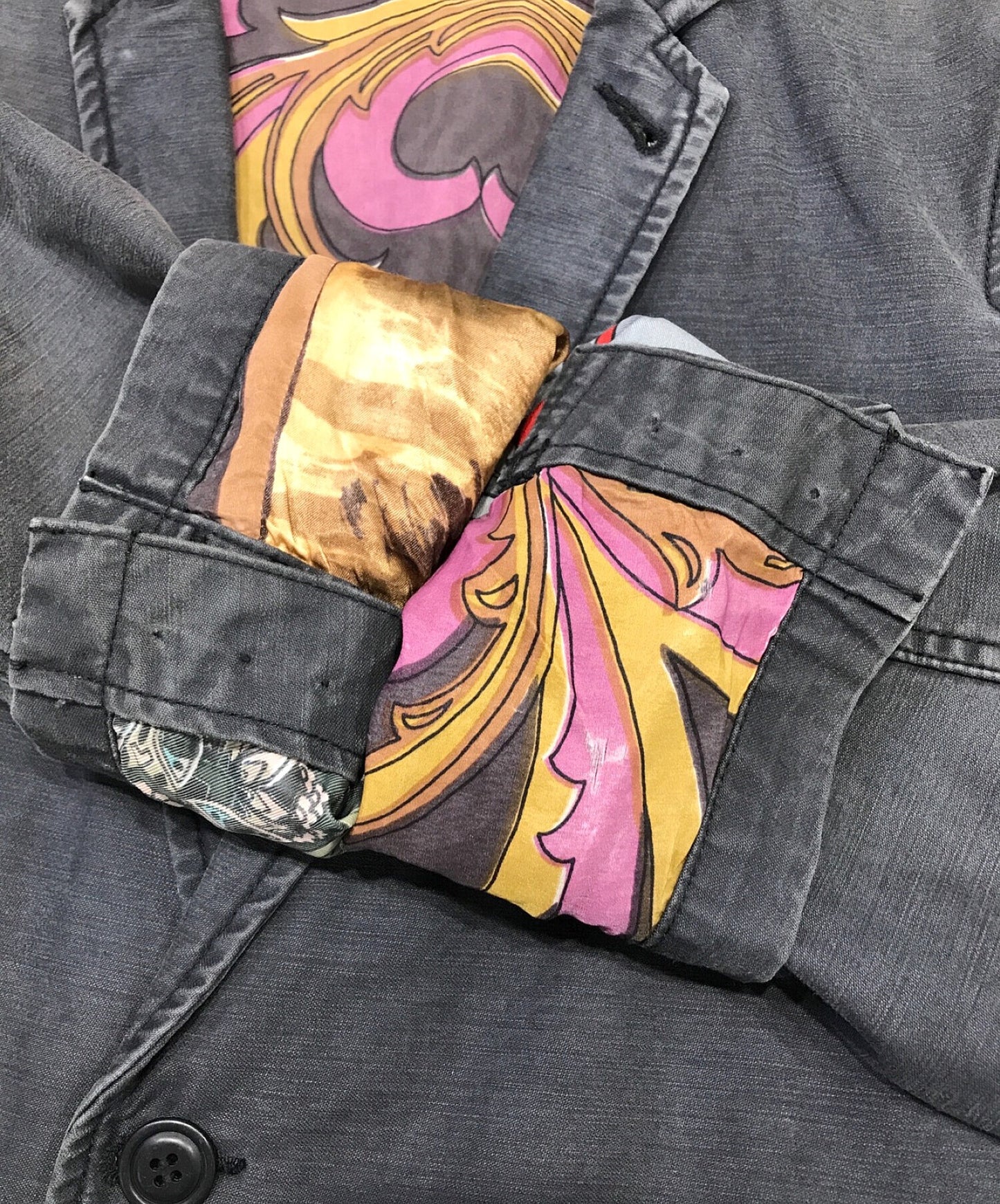 Comme des Garcons Homme Plus 11aw Decadence 기간 스카프 패턴 PH-J073과 맞춤 재킷.