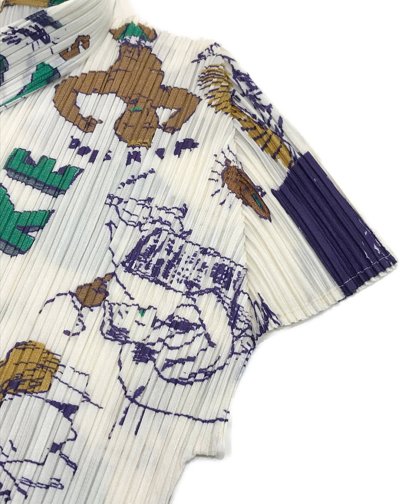 Pleats请带有全面图案PP31-JJ835的百褶上衣