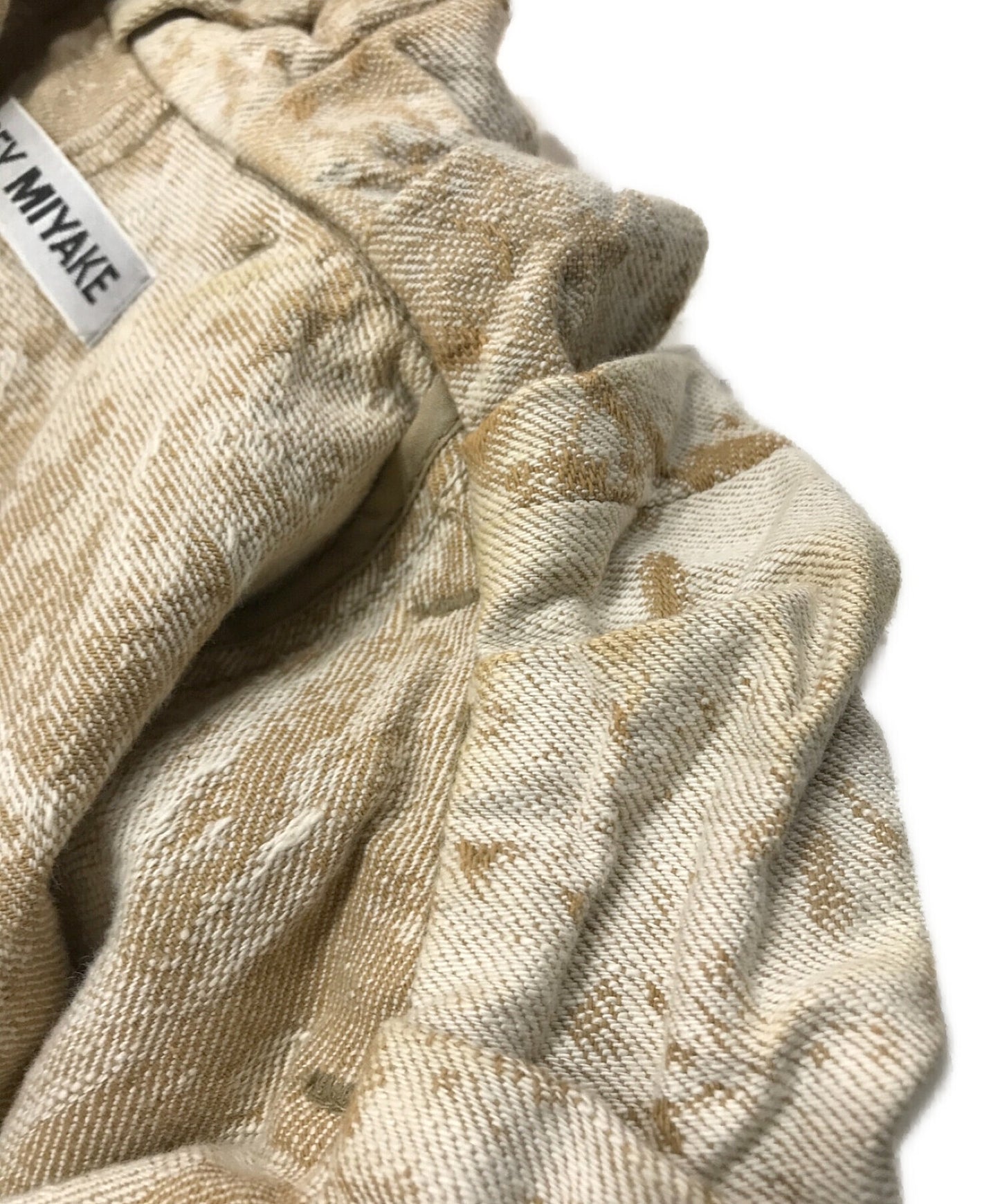 ISSEY MIYAKE COLLAR รวบรวมเสื้อสวมหัว Jacquard Denim Top IM79FJ525