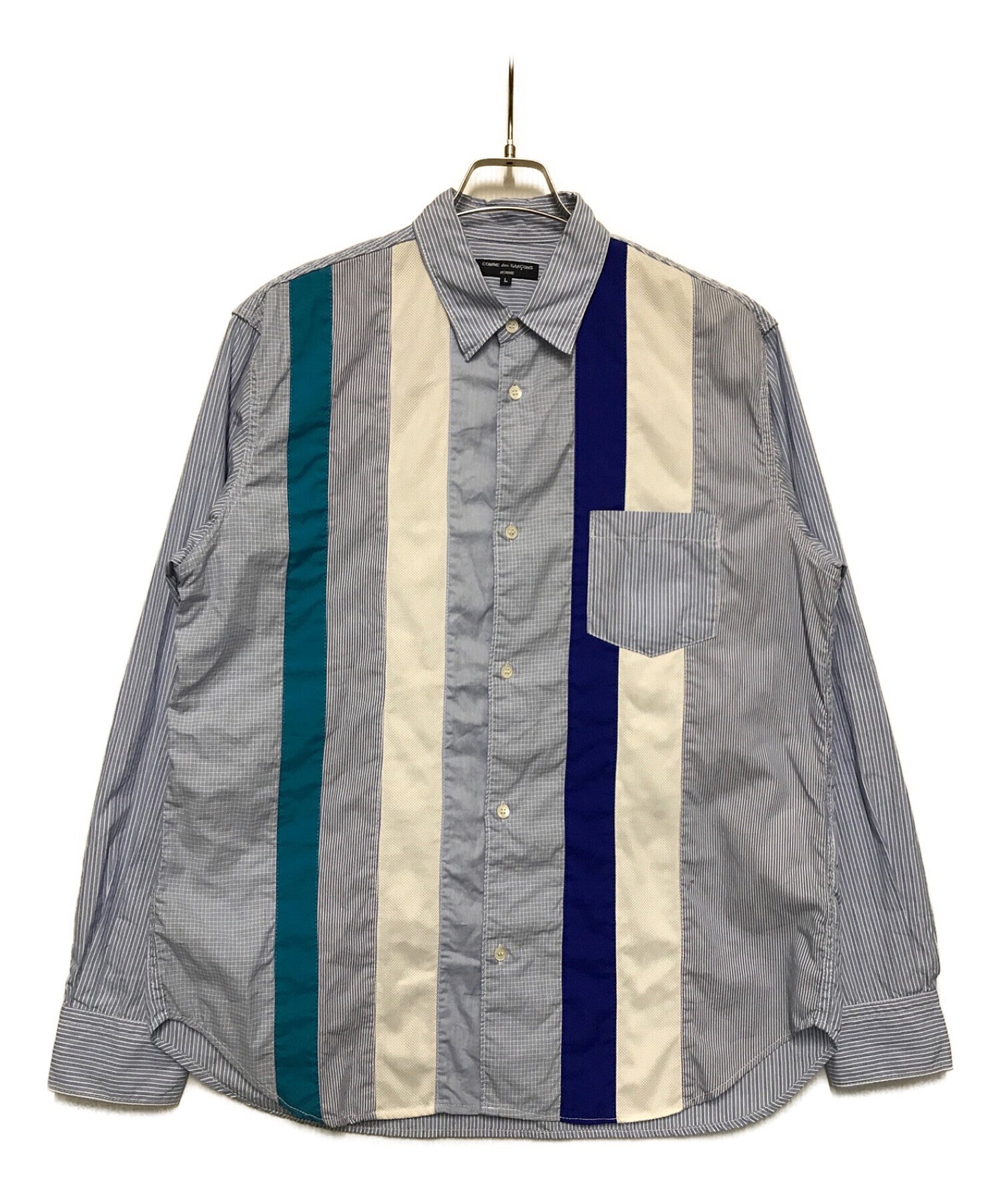 COMME des GARCONS HOMME 20SS multi-material striped shirt HE-B006