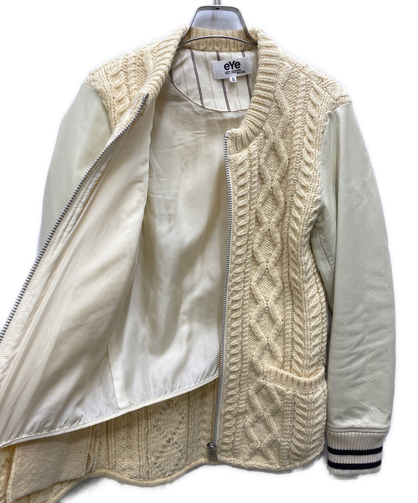 Eye Comme des Garcons Junya Watanabe Man Cable Nit Docking Quarsity夹克WP-N902