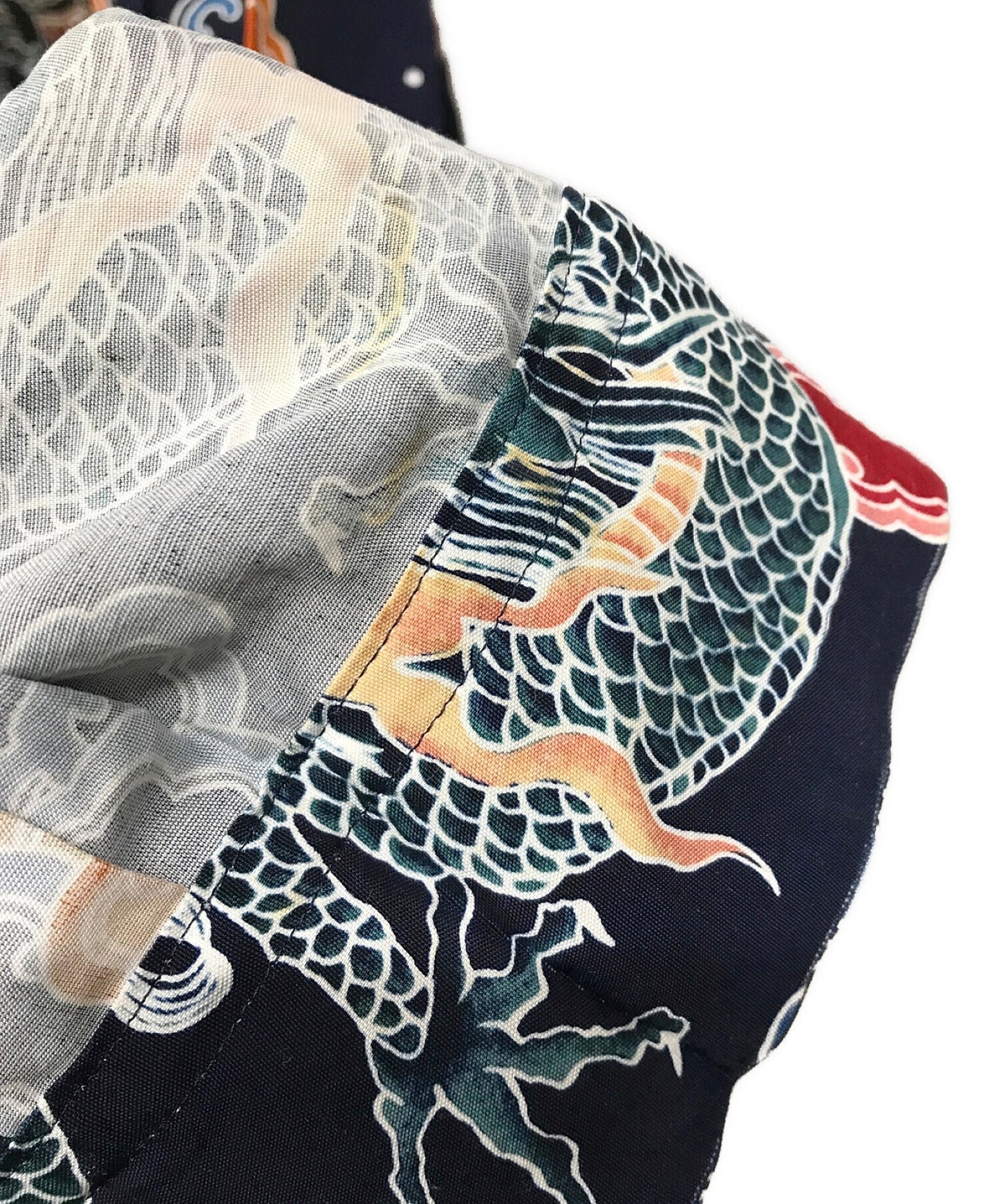 Y的男士02AW人造丝衬衫带龙云图案