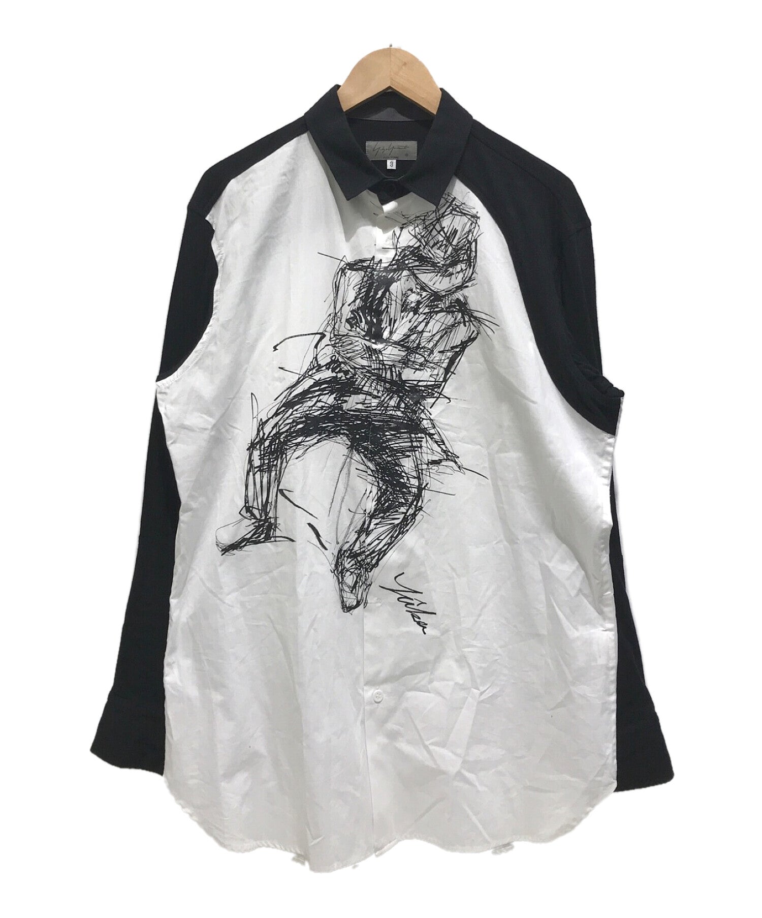 Yohji Yamamoto Pour Homme×Yuka Asakura手臂開關前插圖長袖襯衫圖hc