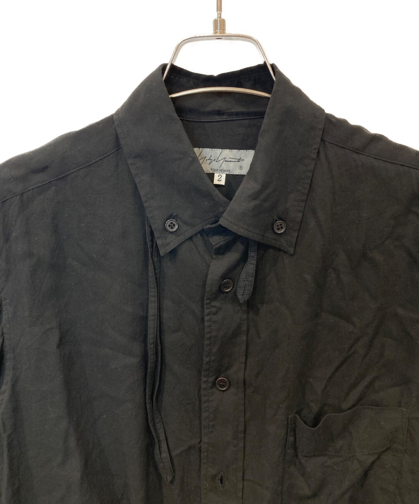 Yohji Yamamoto Pour Homme เสื้อเชิ้ตพร้อมคอปก HX-B16-201