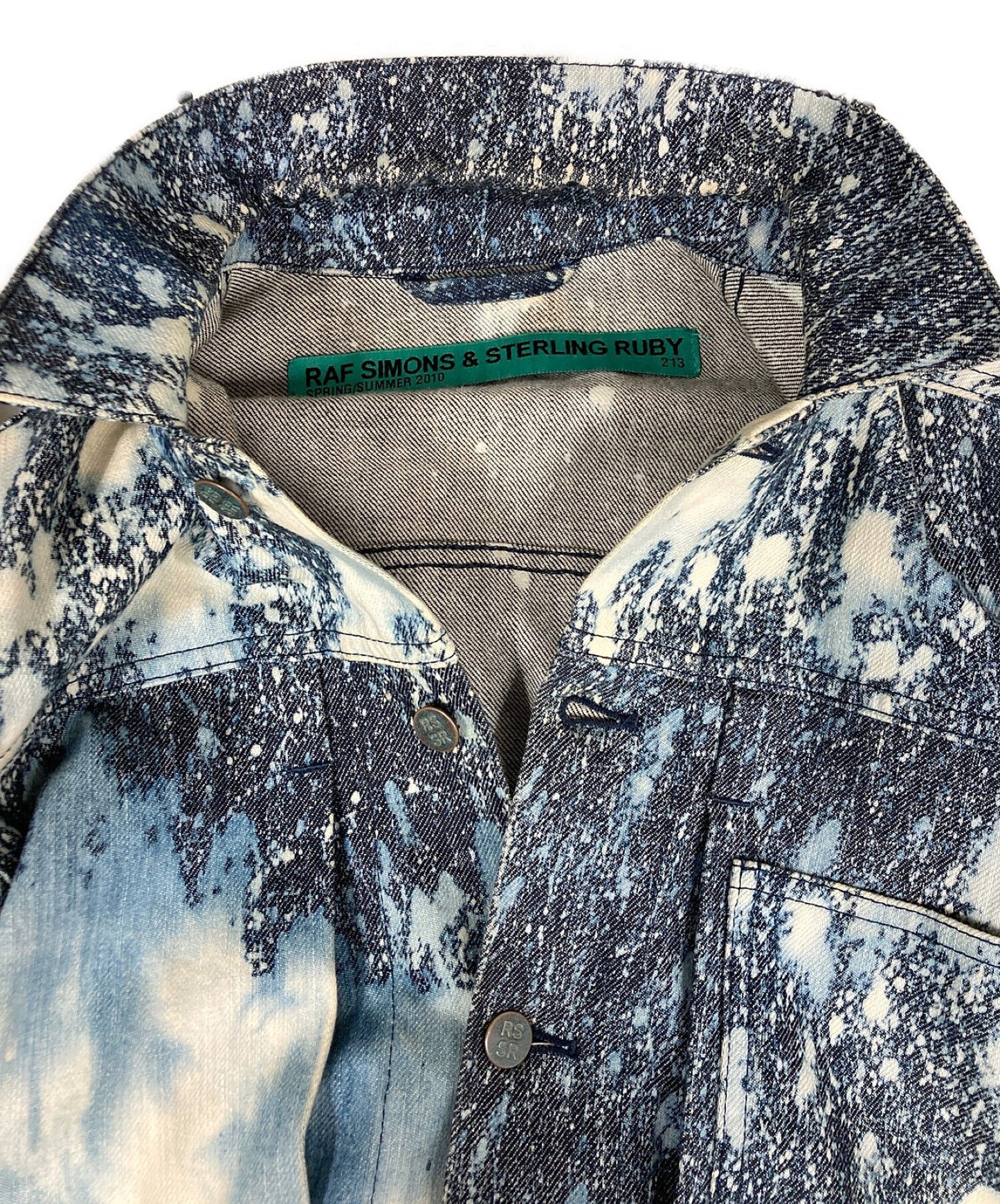 RAF Simons Splash 표백 된 데님 재킷