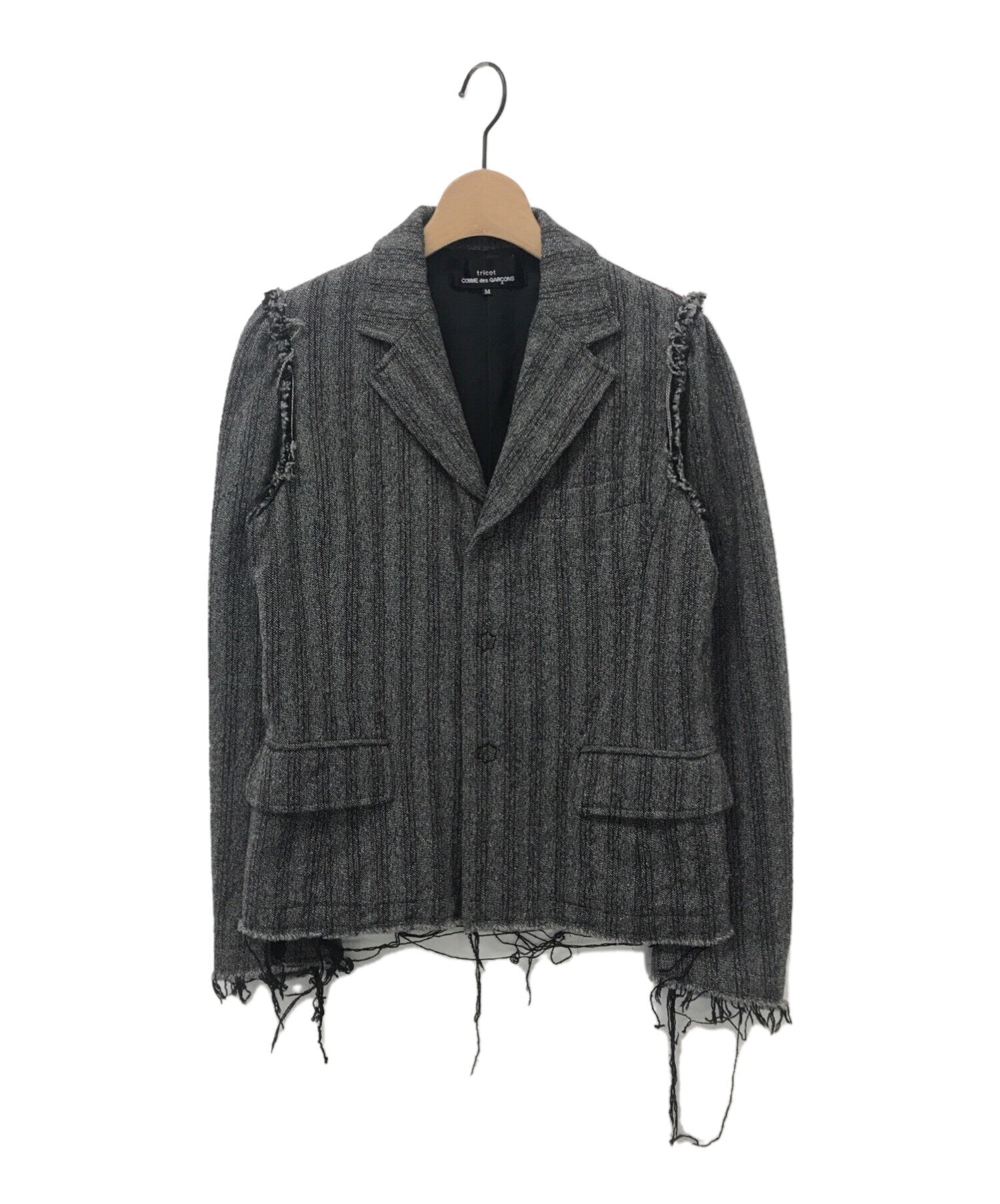 tricot COMME des GARCONS Cut off stripe tweed jacket / tailored jacket