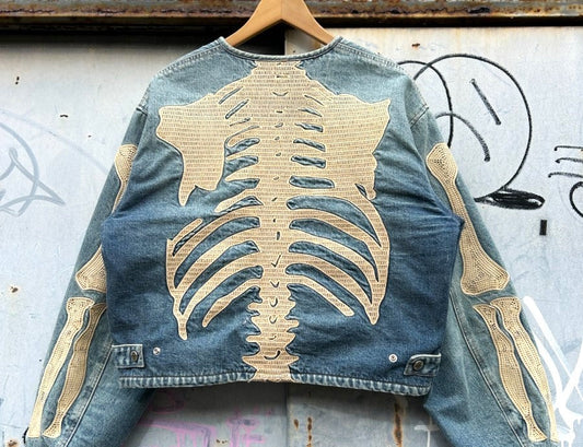 ”KAPITAL” introduces a denim motocrossbone jacket.