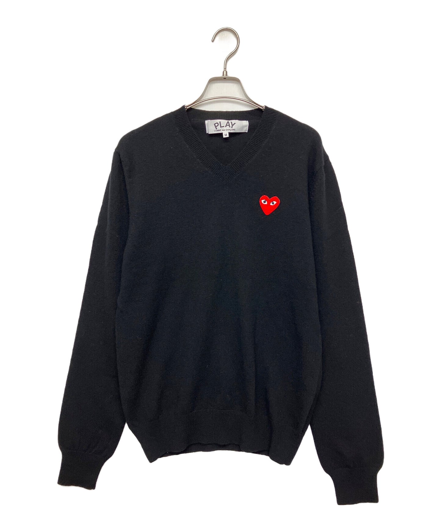[Pre-owned] PLAY COMME des GARCONS Heart Patch V-Neck Knit AZ-N002