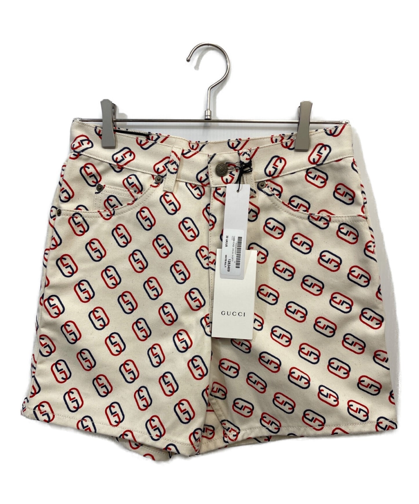 [Pre-owned] GUCCI Interlocking G White Cotton Twill Shorts 544688