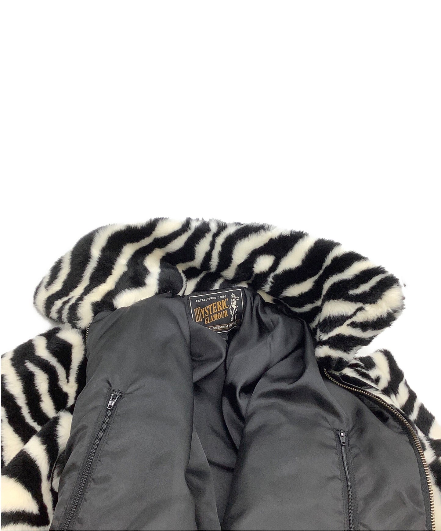 [Pre-owned] Hysteric Glamour Faux Fur Jacket Zebra Pattern 02183AB01