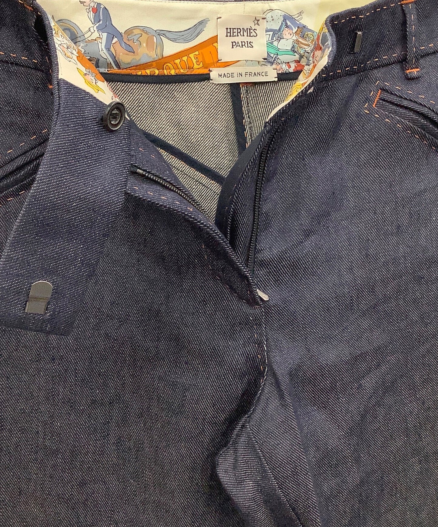 [Pre-owned] HERMES Linen denim jodhpurs pants