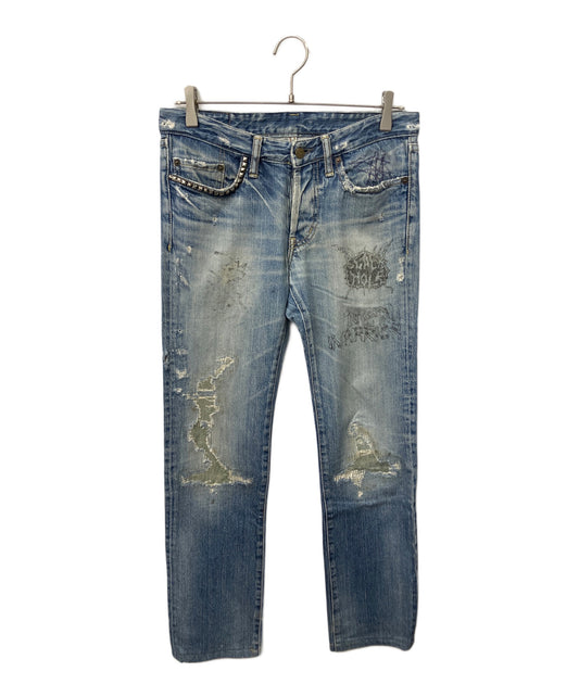[Pre-owned] Hysteric Glamour Damaged jeans Indigo