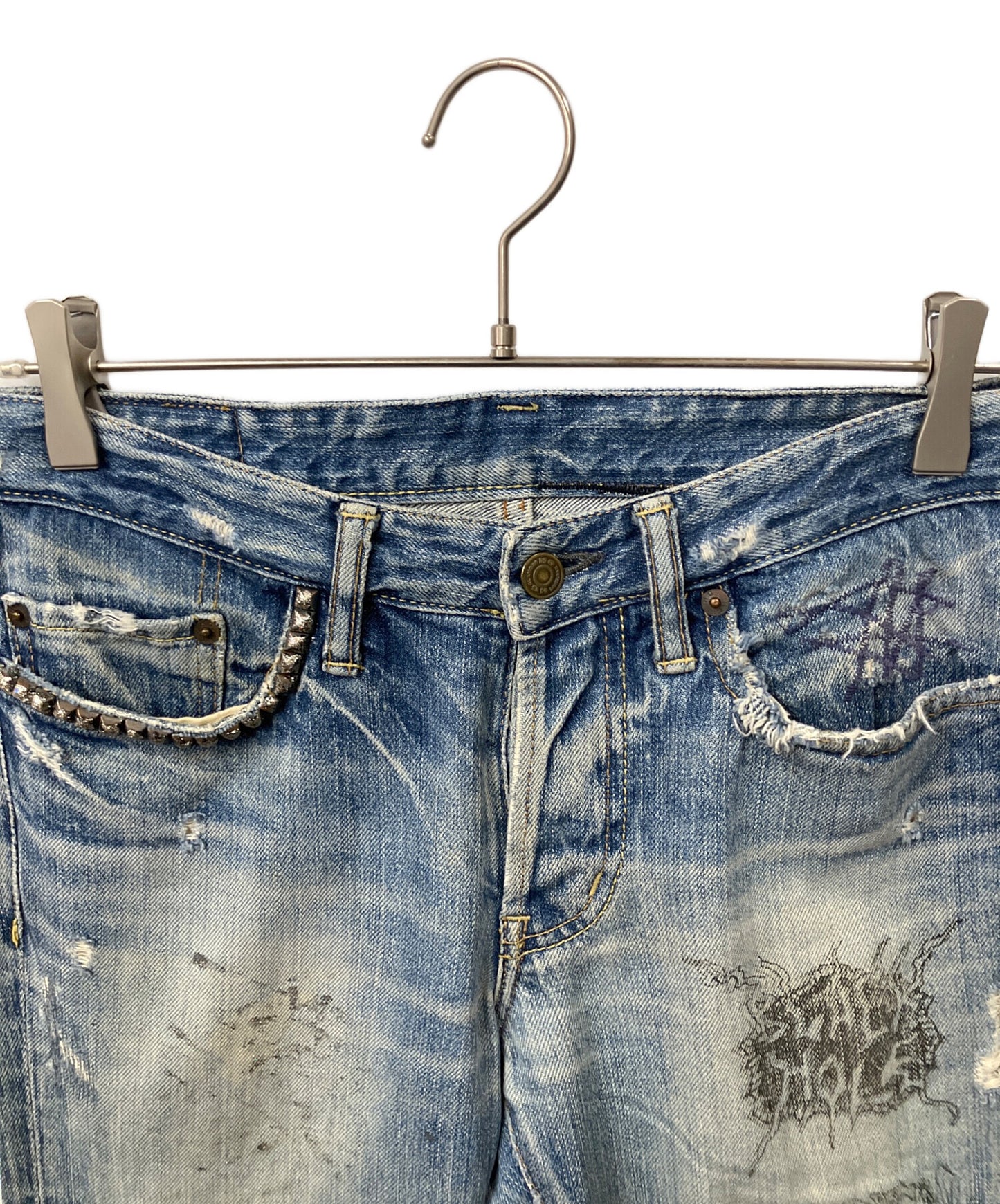 [Pre-owned] Hysteric Glamour Damaged jeans Indigo