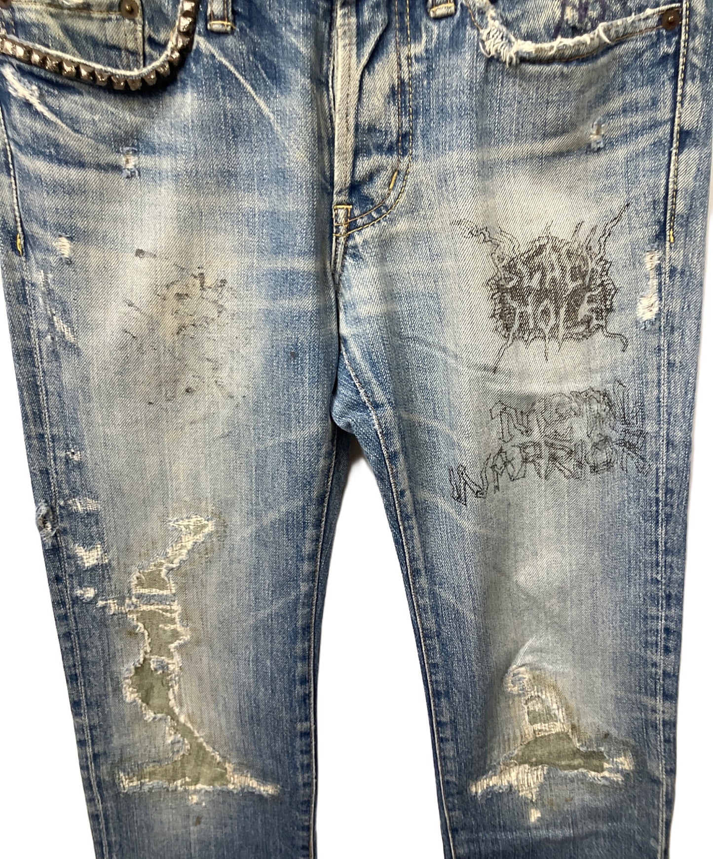 [Pre-owned] Hysteric Glamour Damaged jeans Indigo