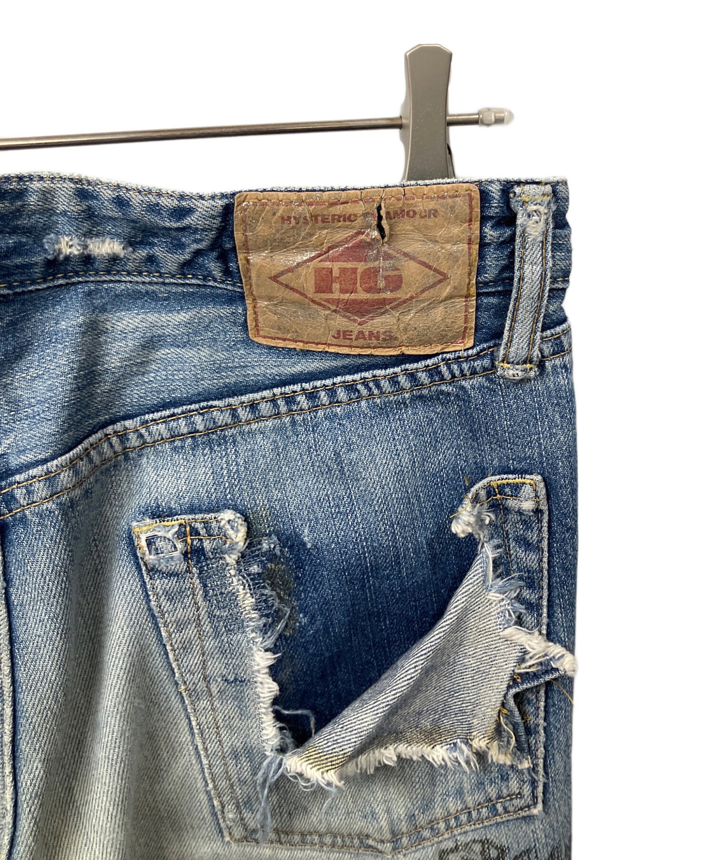[Pre-owned] Hysteric Glamour Damaged jeans Indigo
