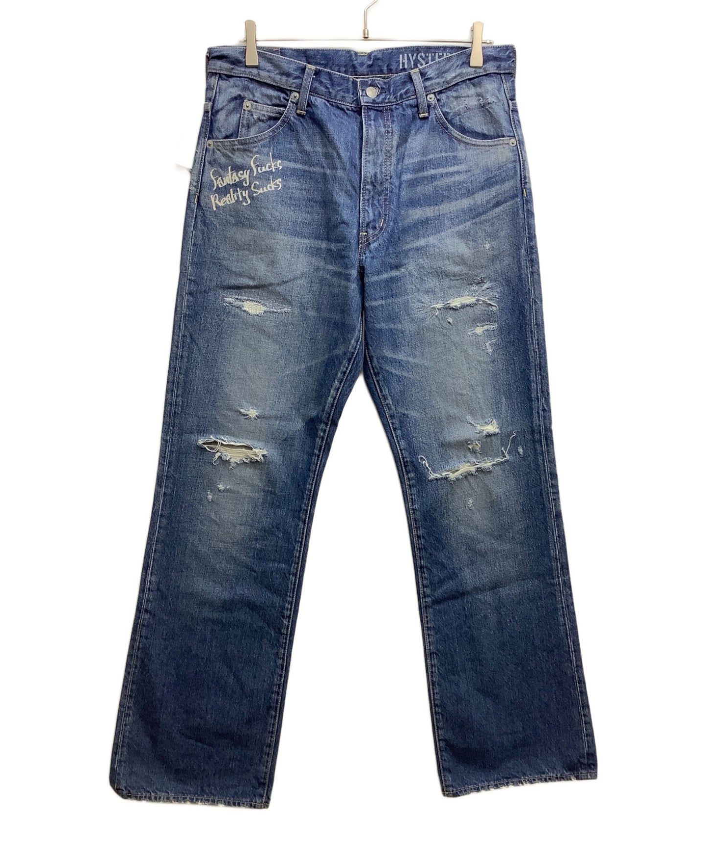 [Pre-owned] Hysteric Glamour Damaged denim pants 02201AP17