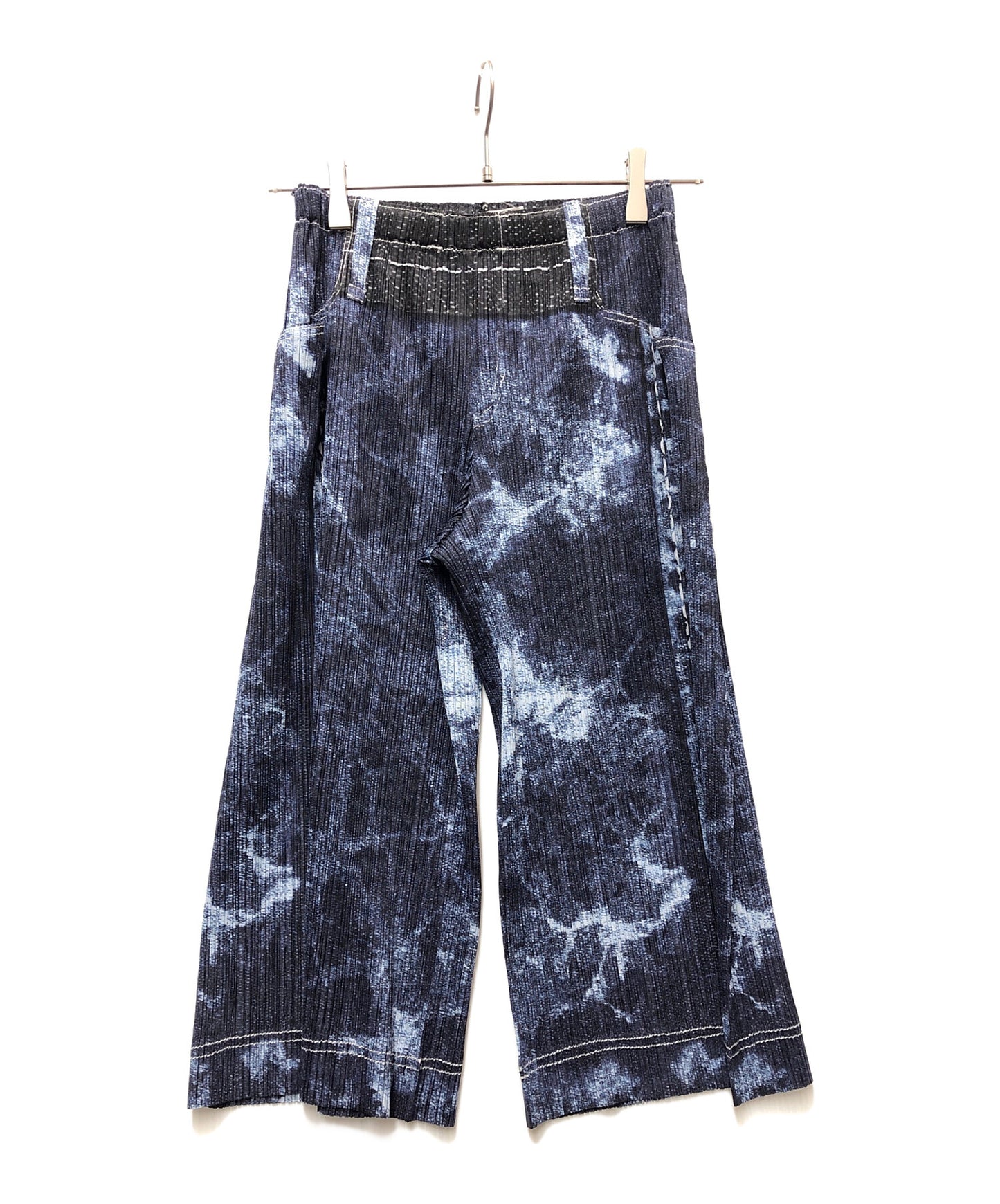 [Pre-owned] PLEATS PLEASE Denim Transfer Print Cropped Pants PP21-JF712