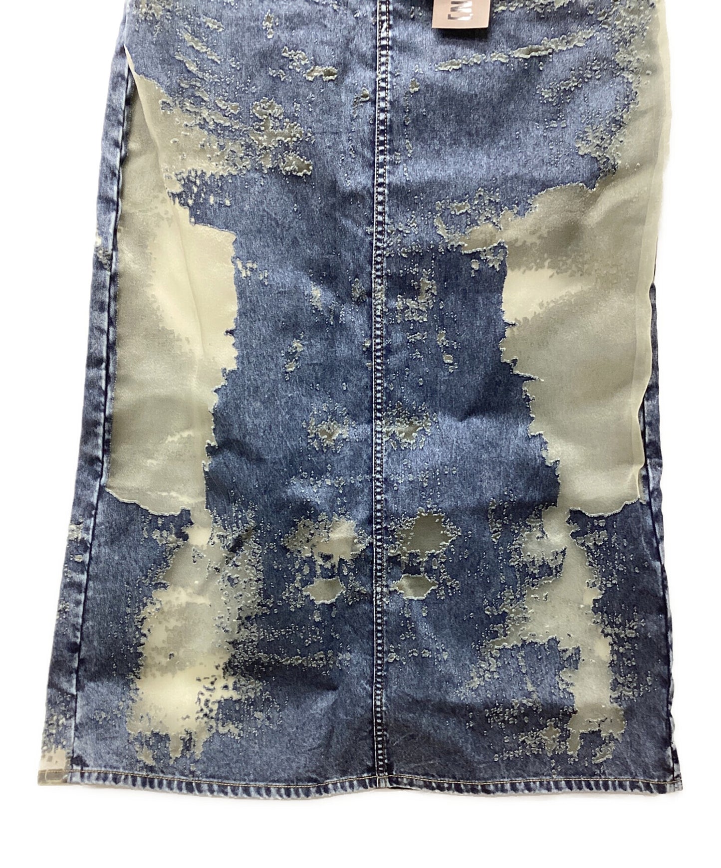[Pre-owned] EVISU Seagull Embroidered Fashion Fit Burnout Denim Skirt 2EAHTW4KL4024FFDN