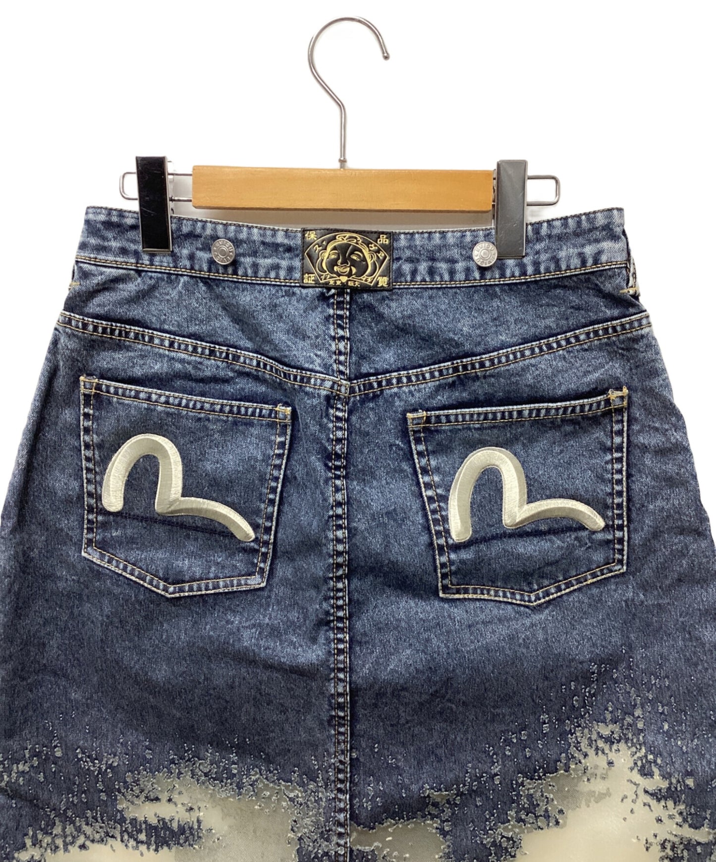 [Pre-owned] EVISU Seagull Embroidered Fashion Fit Burnout Denim Skirt 2EAHTW4KL4024FFDN