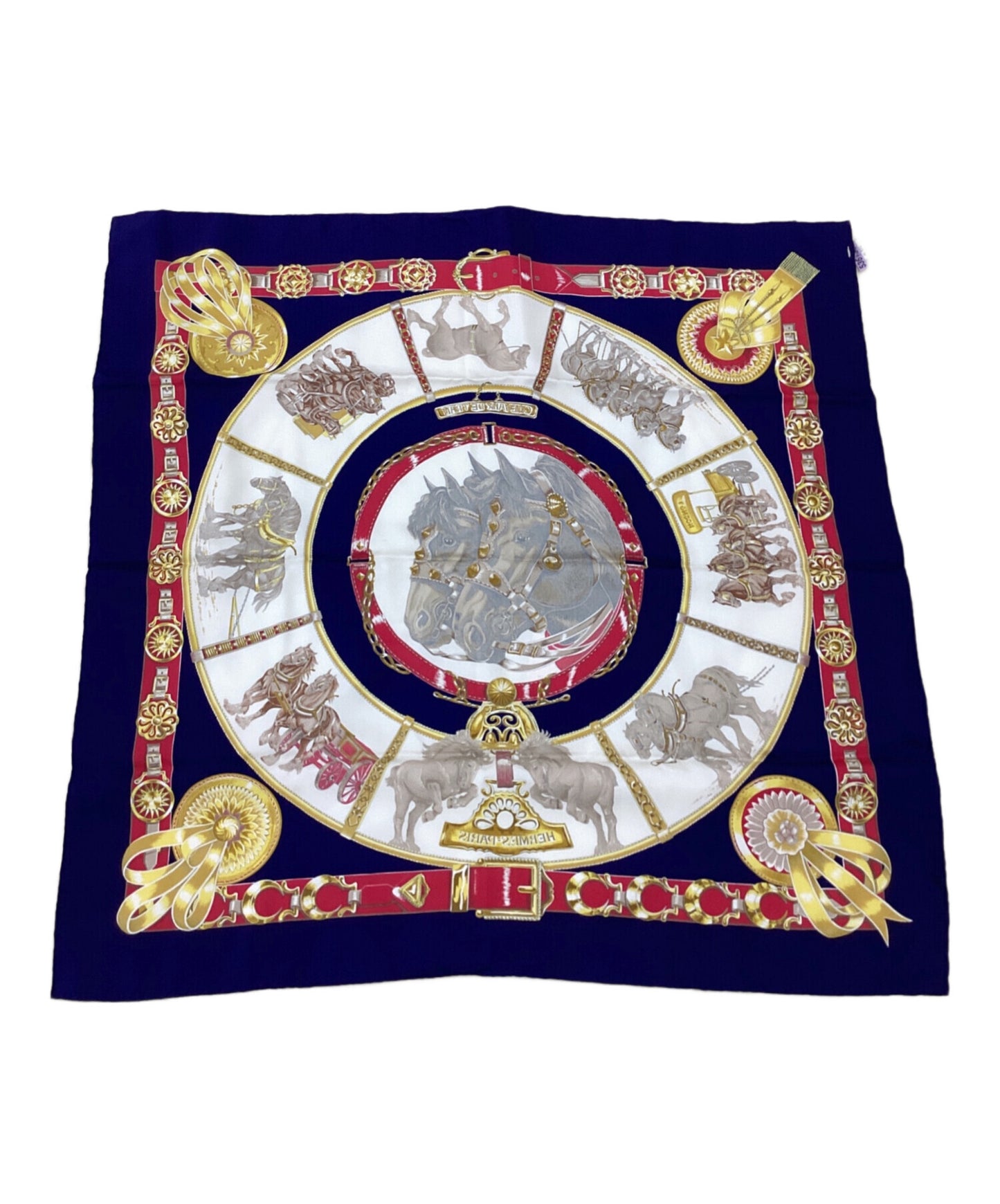 [Pre-owned] HERMES Carré 90 CHEVAUX DE TRAIT silk scarf