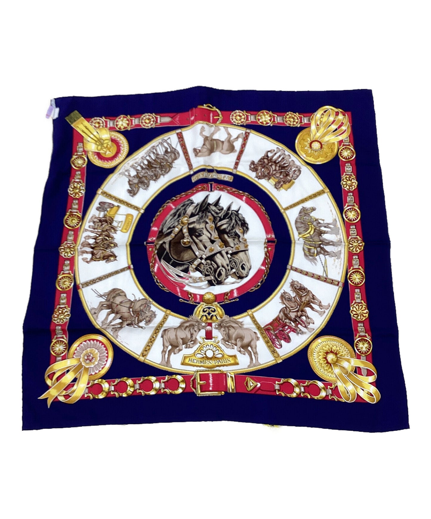 [Pre-owned] HERMES Carré 90 CHEVAUX DE TRAIT silk scarf