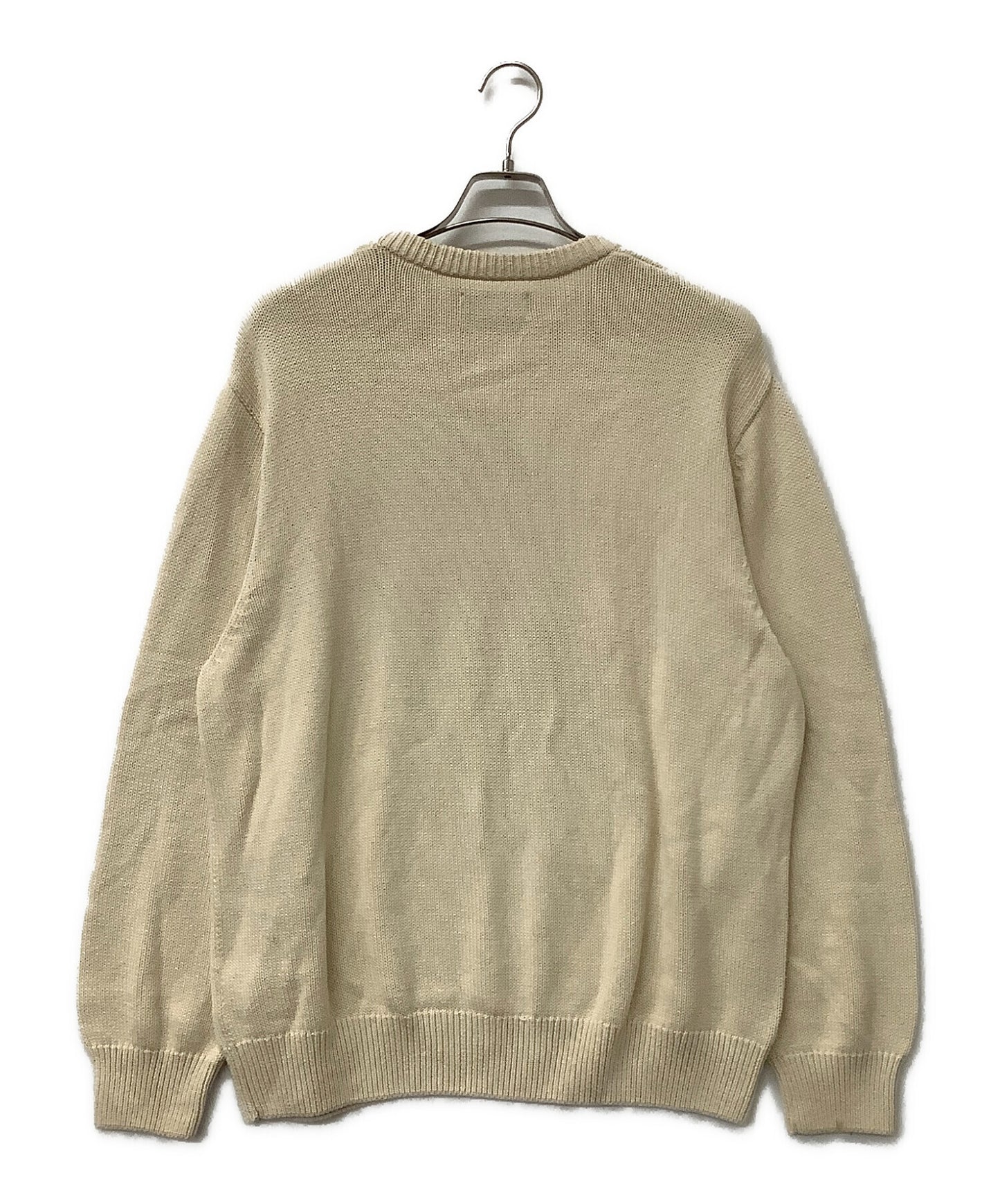 [Pre-owned] stussy Long Sleeve Knit Crew Neck Sweater with Front Logo Design 117073