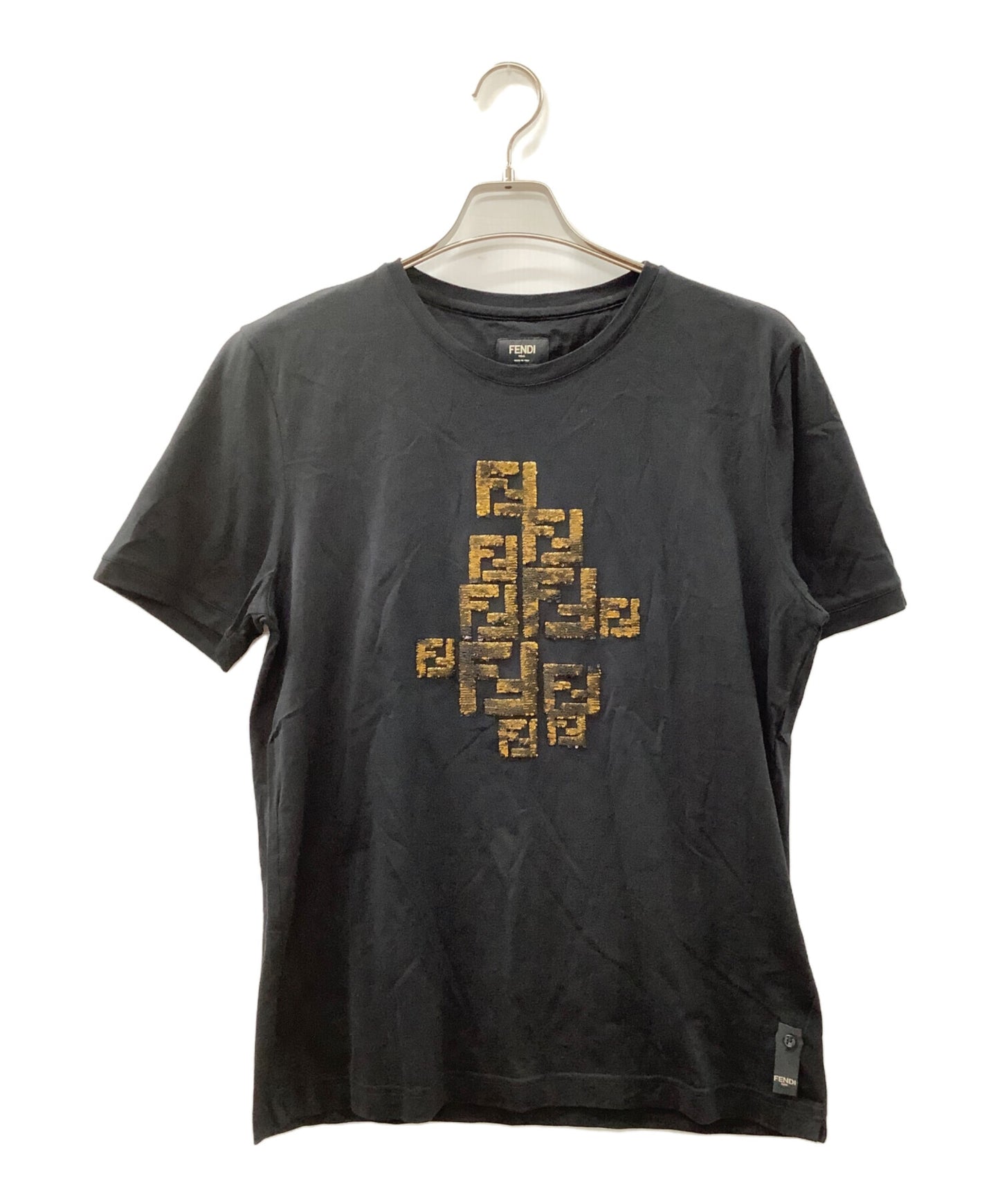 [Pre-owned] FENDI FF logo sequin T-shirt FY0894 A2IR