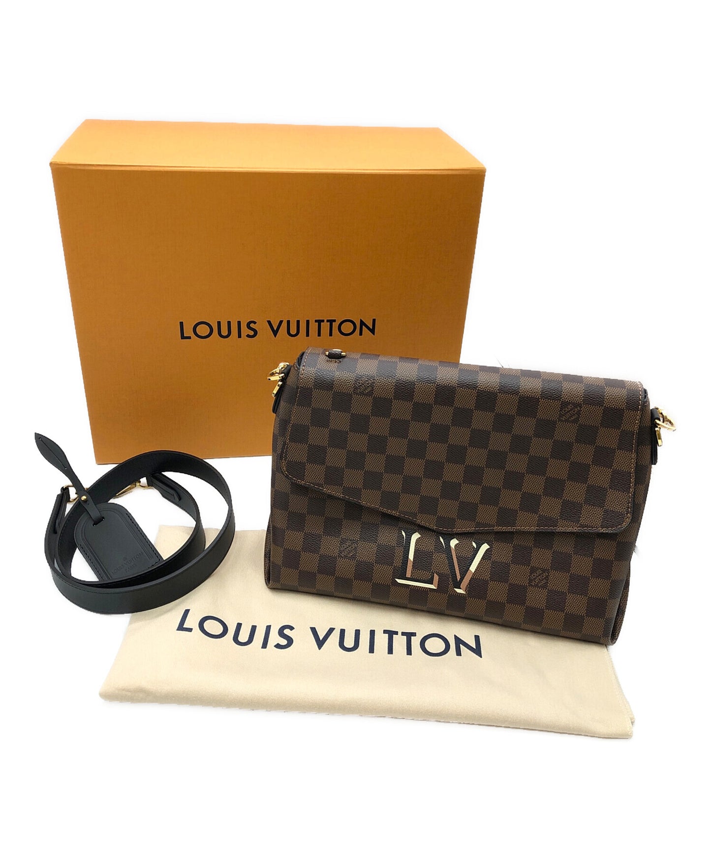 [Pre-owned] LOUIS VUITTON LOUIS VUITTON Damier Bobol Shoulder strap with name tag Brown DR0220 (RFID compatible) N40177