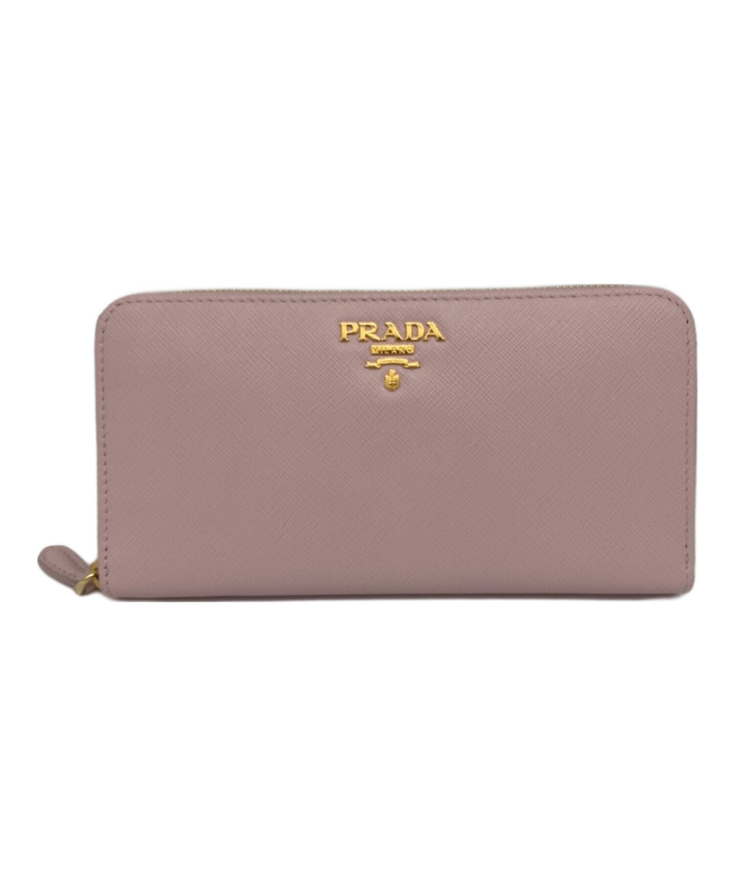[Pre-owned] PRADA Saffiano leather round zipper long wallet