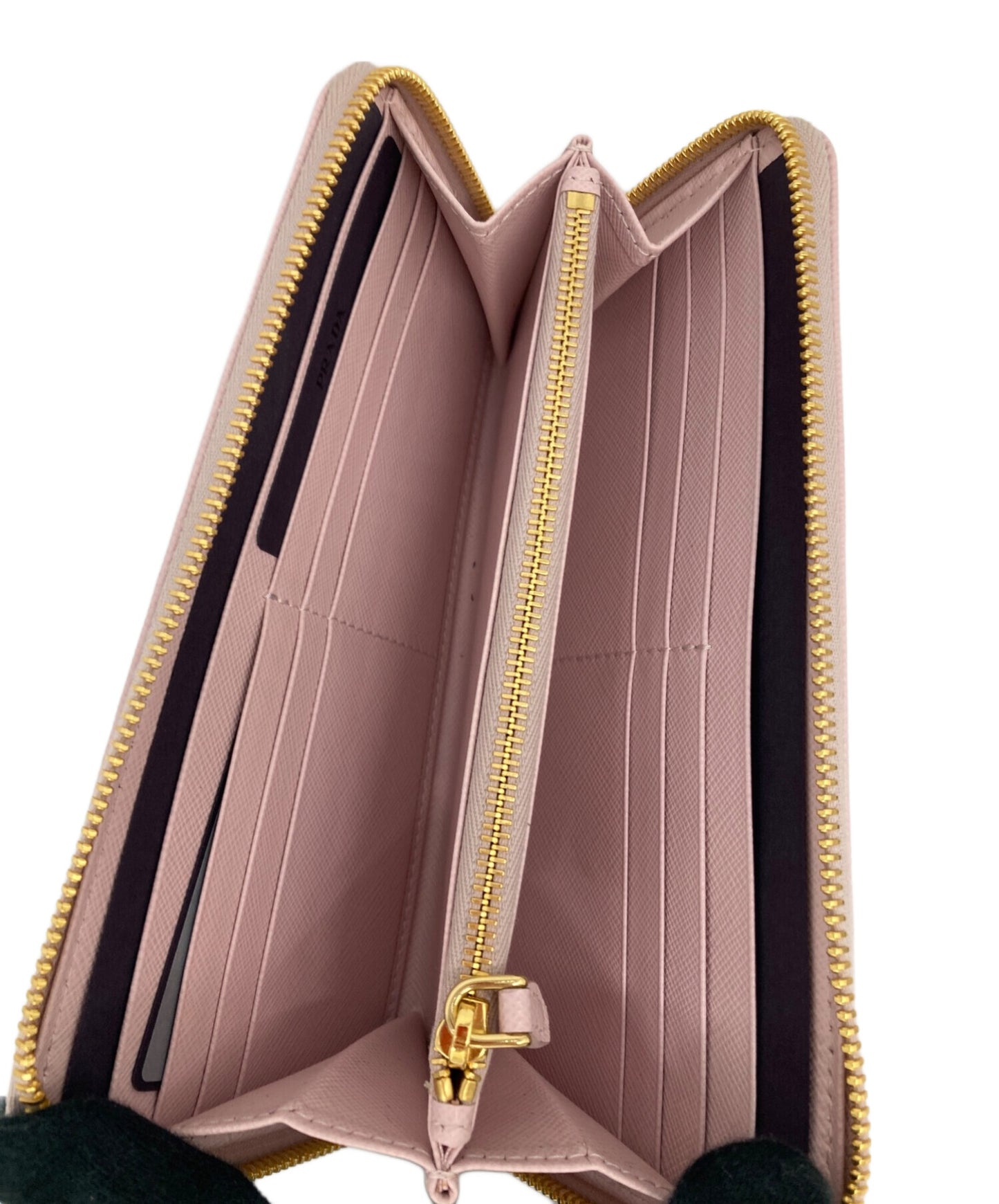 [Pre-owned] PRADA Saffiano leather round zipper long wallet