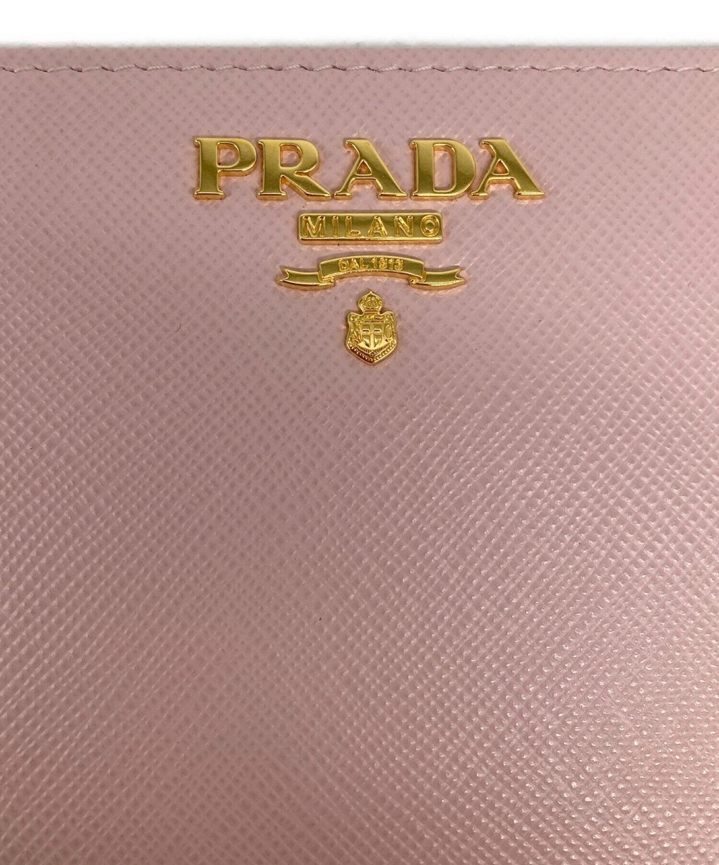 [Pre-owned] PRADA Saffiano leather round zipper long wallet