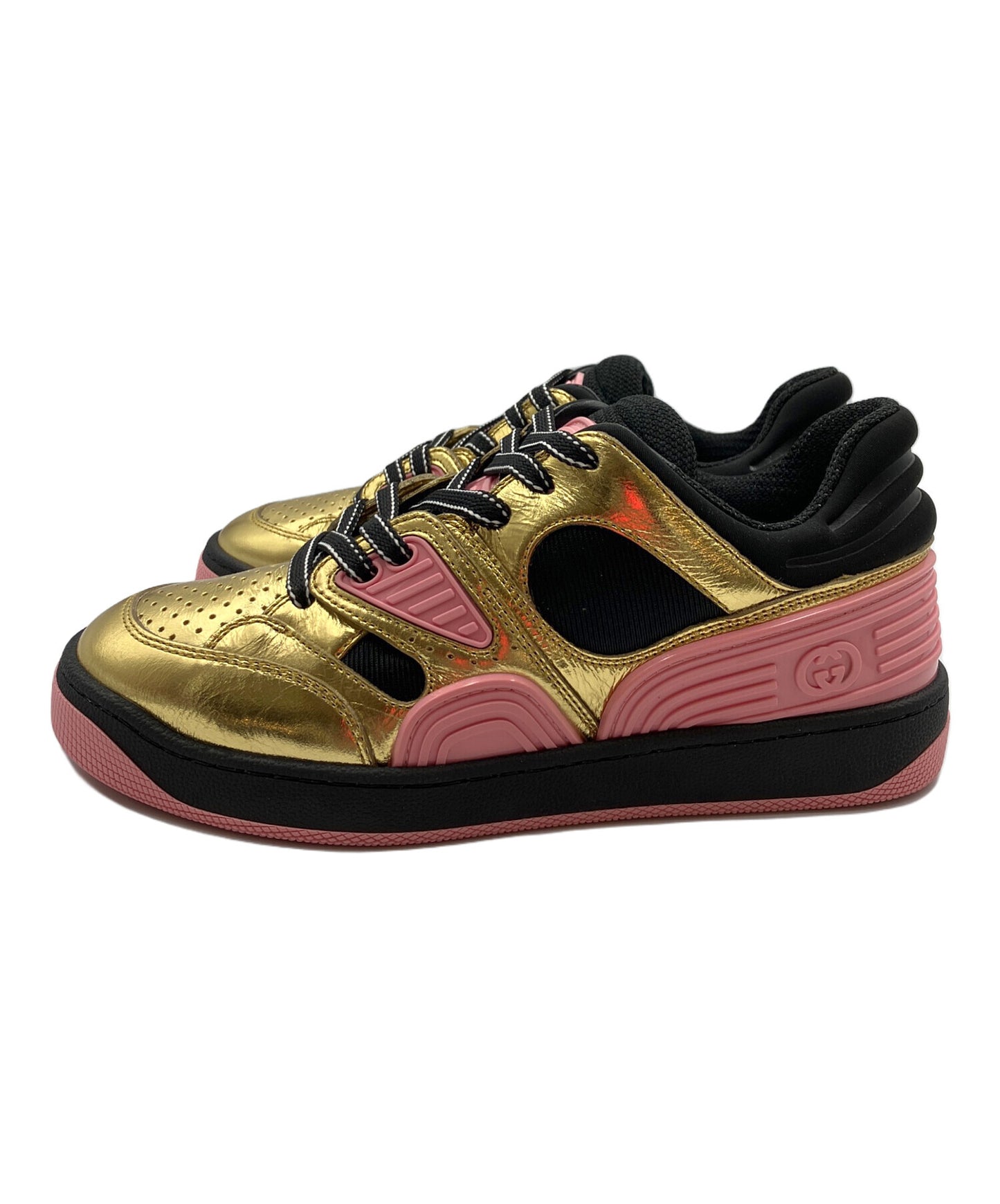[Pre-owned] GUCCI BASKET LOW Leather Low Cut Sneakers 725905