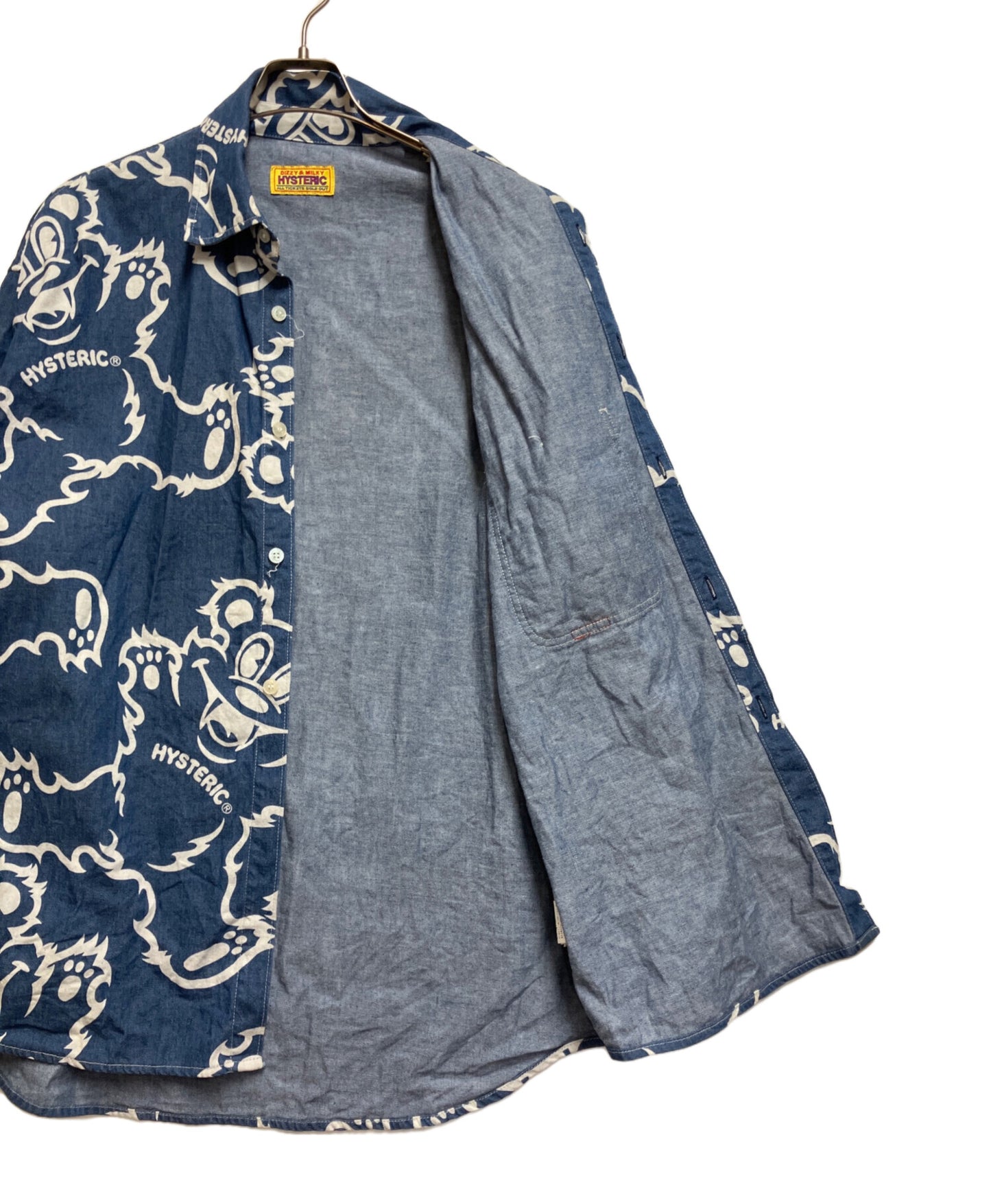 [Pre-owned] Hysteric Glamour FIRE BEAR pattern oversized denim shirt 01221AH04
