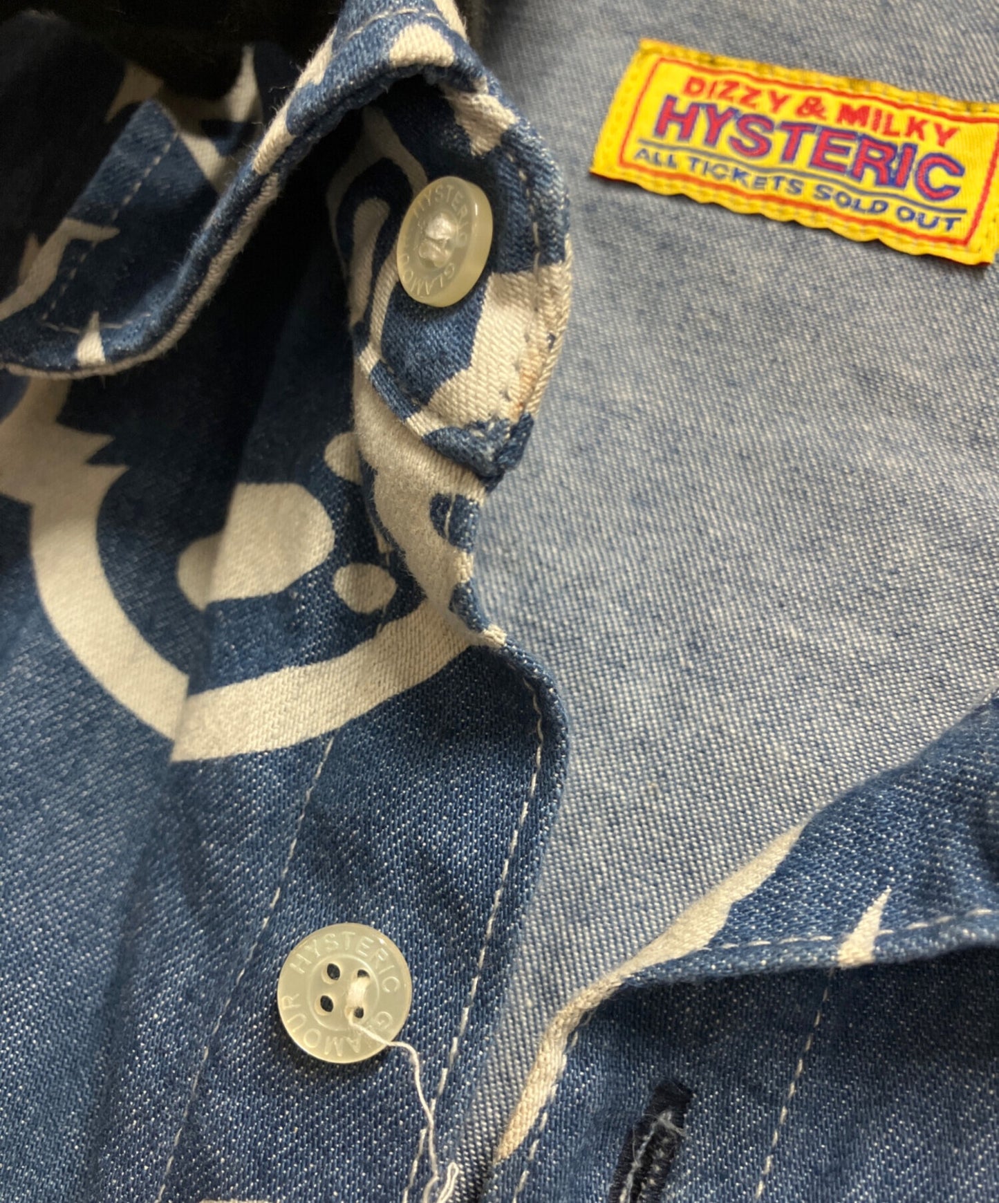 [Pre-owned] Hysteric Glamour FIRE BEAR pattern oversized denim shirt 01221AH04